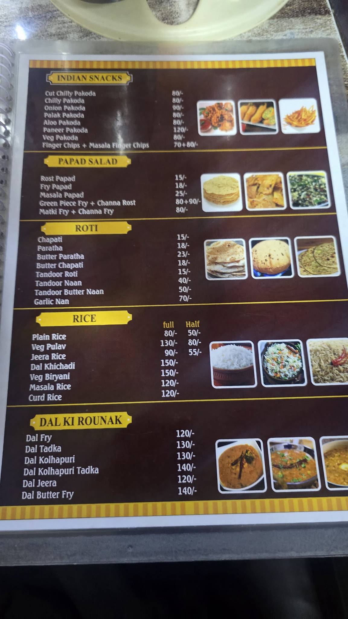New Rajesh Hotel menu