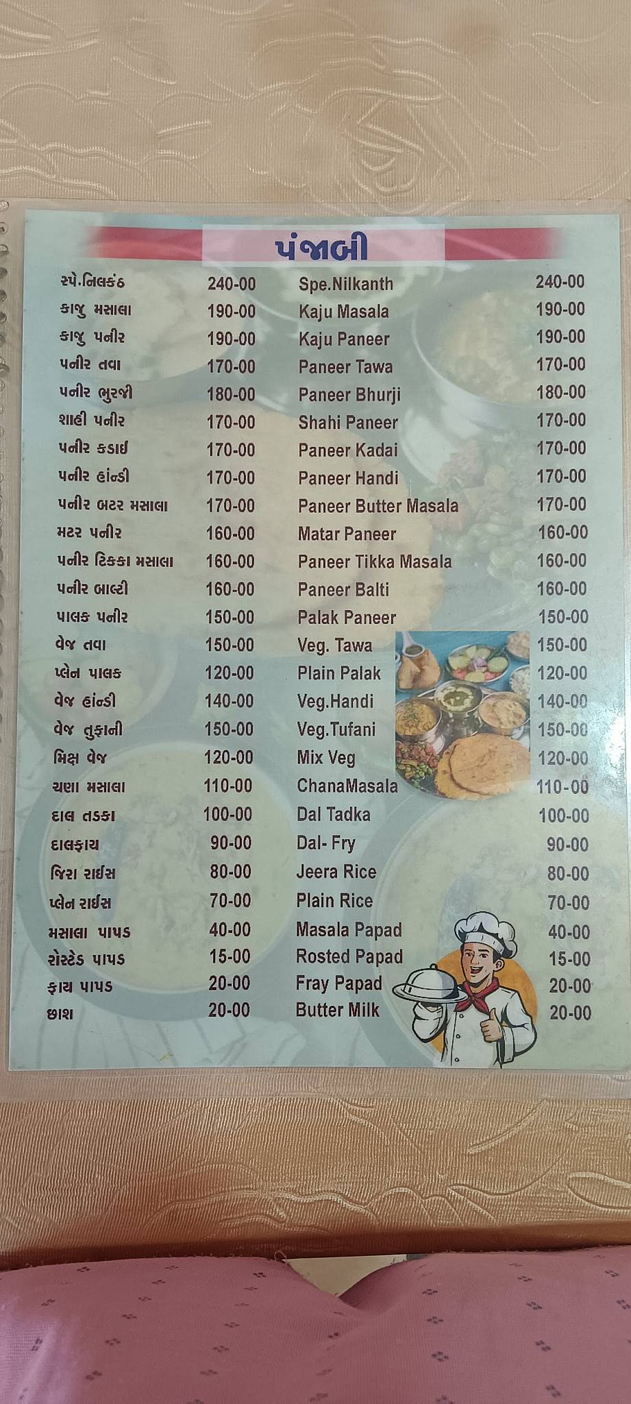 Nilkanth Restaurant menu