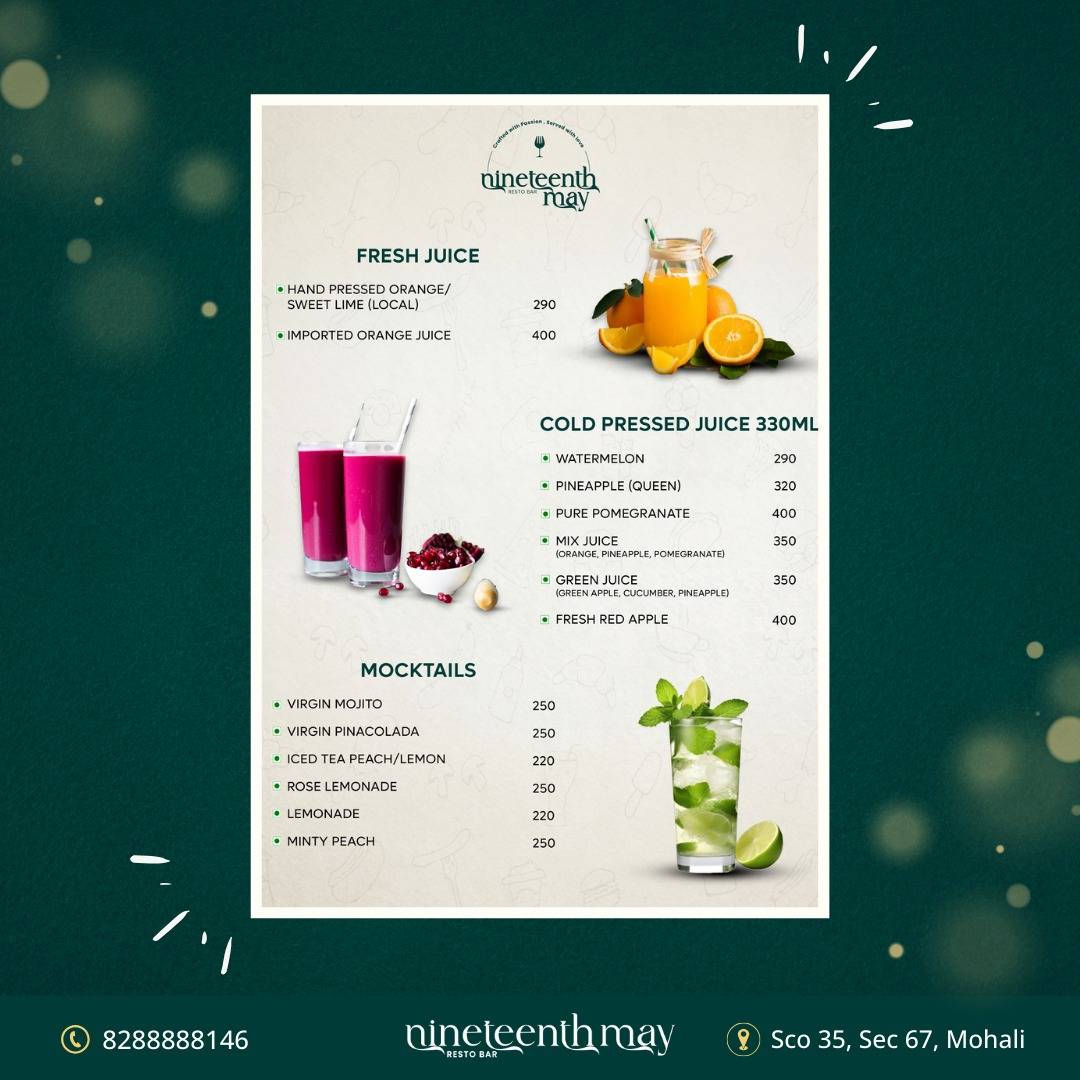 Nineteenth May Resto-Bar Catering Services menu