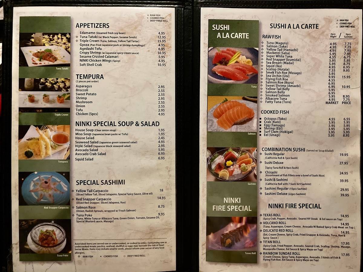 Menu at Ninki restaurant, Nashville, Harding Pike