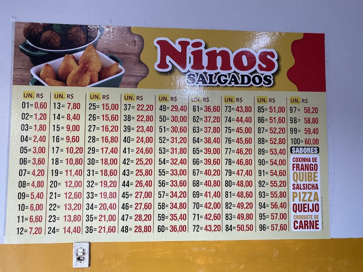 Nino's Salgados cardápio
