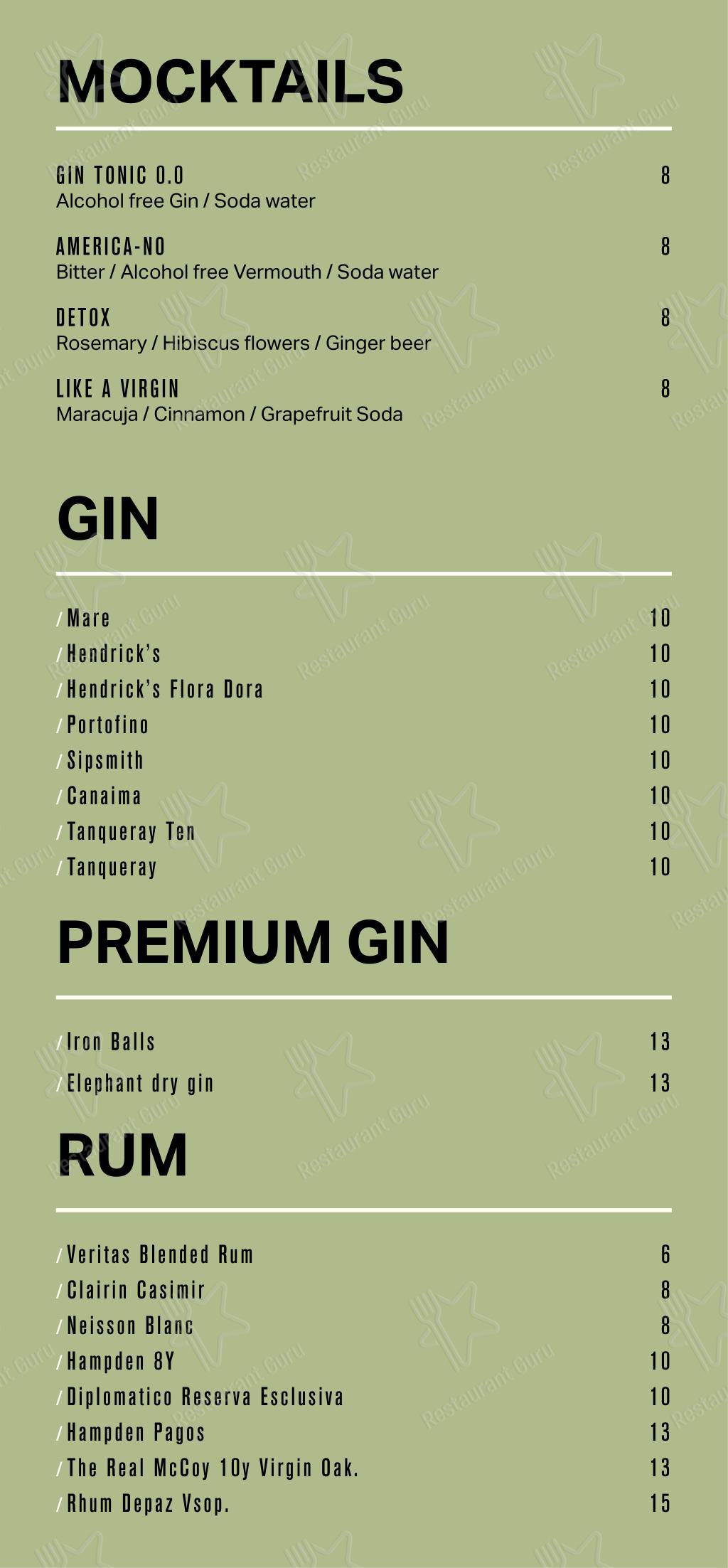 Menu di NoMi al DuoMo - Menu bar