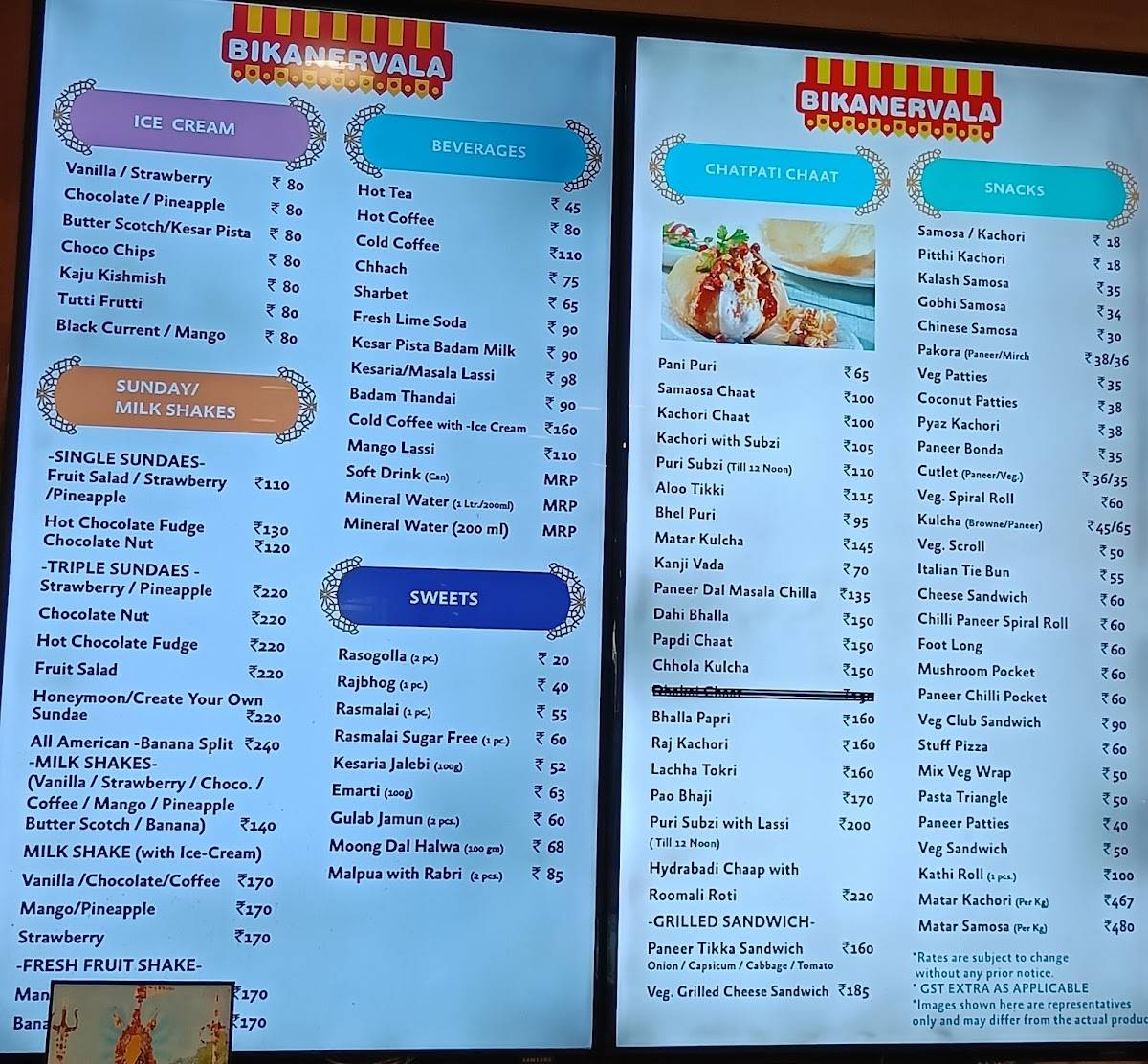 Bikanervala Sector 62 Noida menu