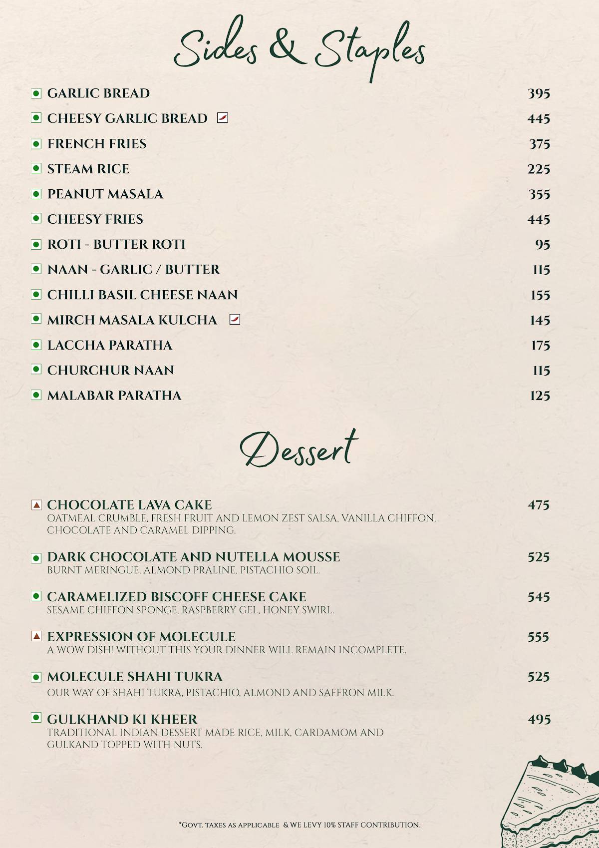 Molecule Noida - Best Rooftop Restaurant in Noida menu