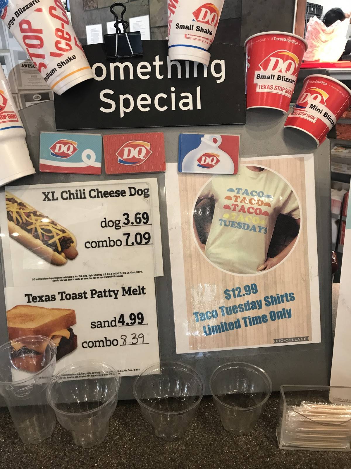 Menu at Dairy Queen restaurant, Noonday, State Hwy 155