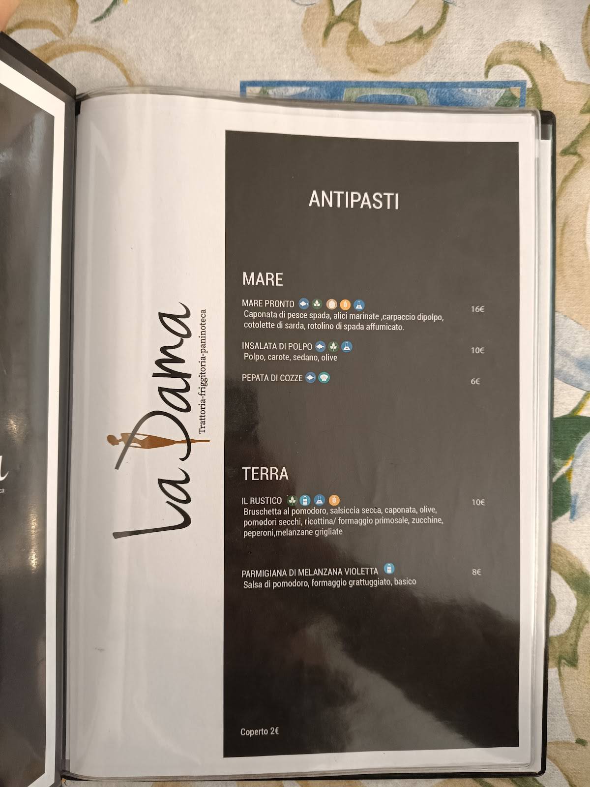 Menu di Trattoria La Dama 