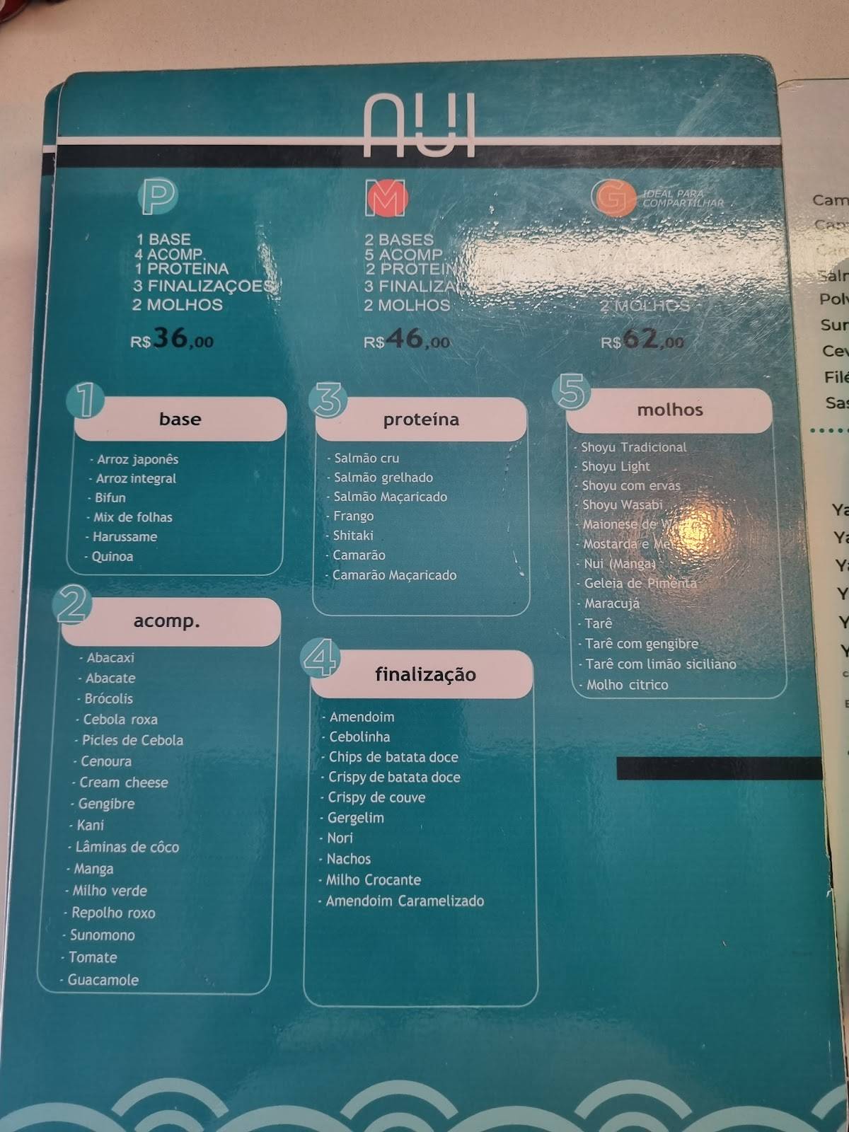 Nui Poke Maceió cardápio