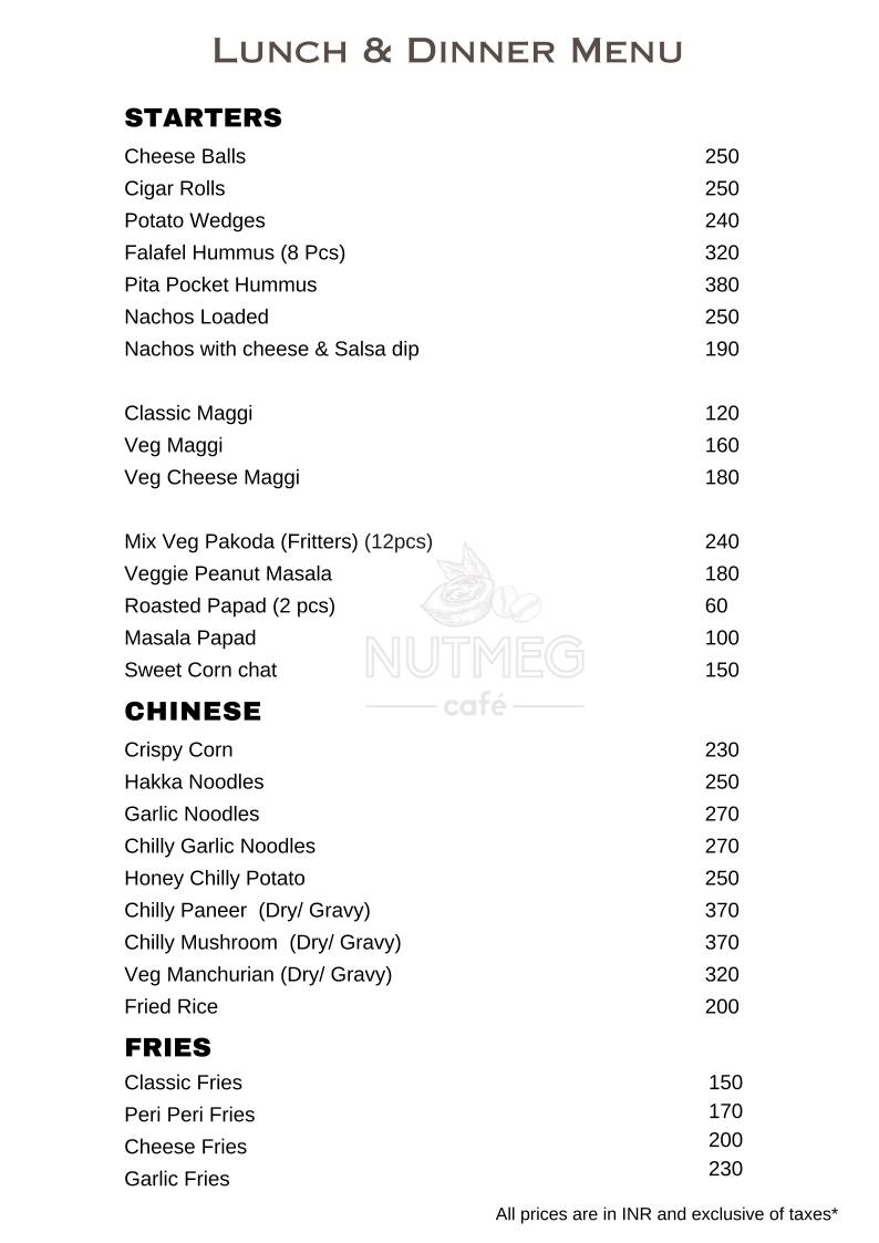 Nutmeg cafe pushkar menu