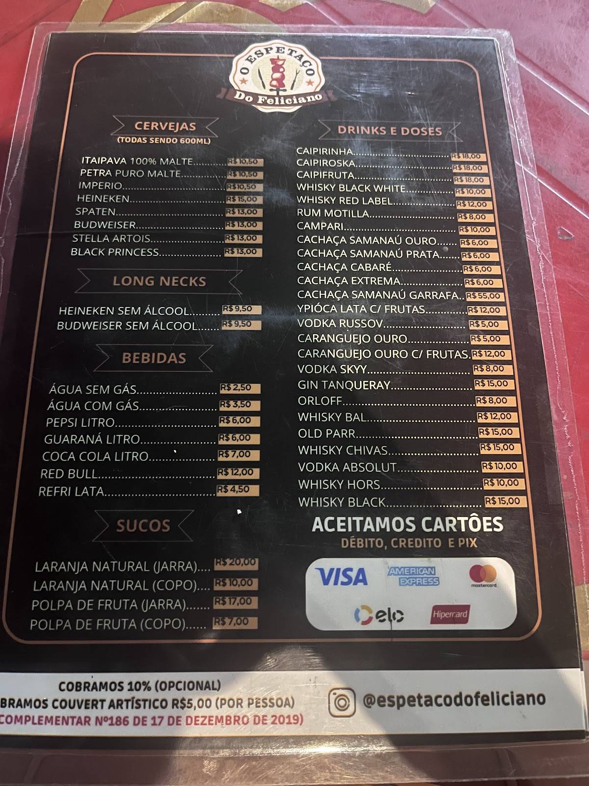 O Espetaço do Feliciano cardápio