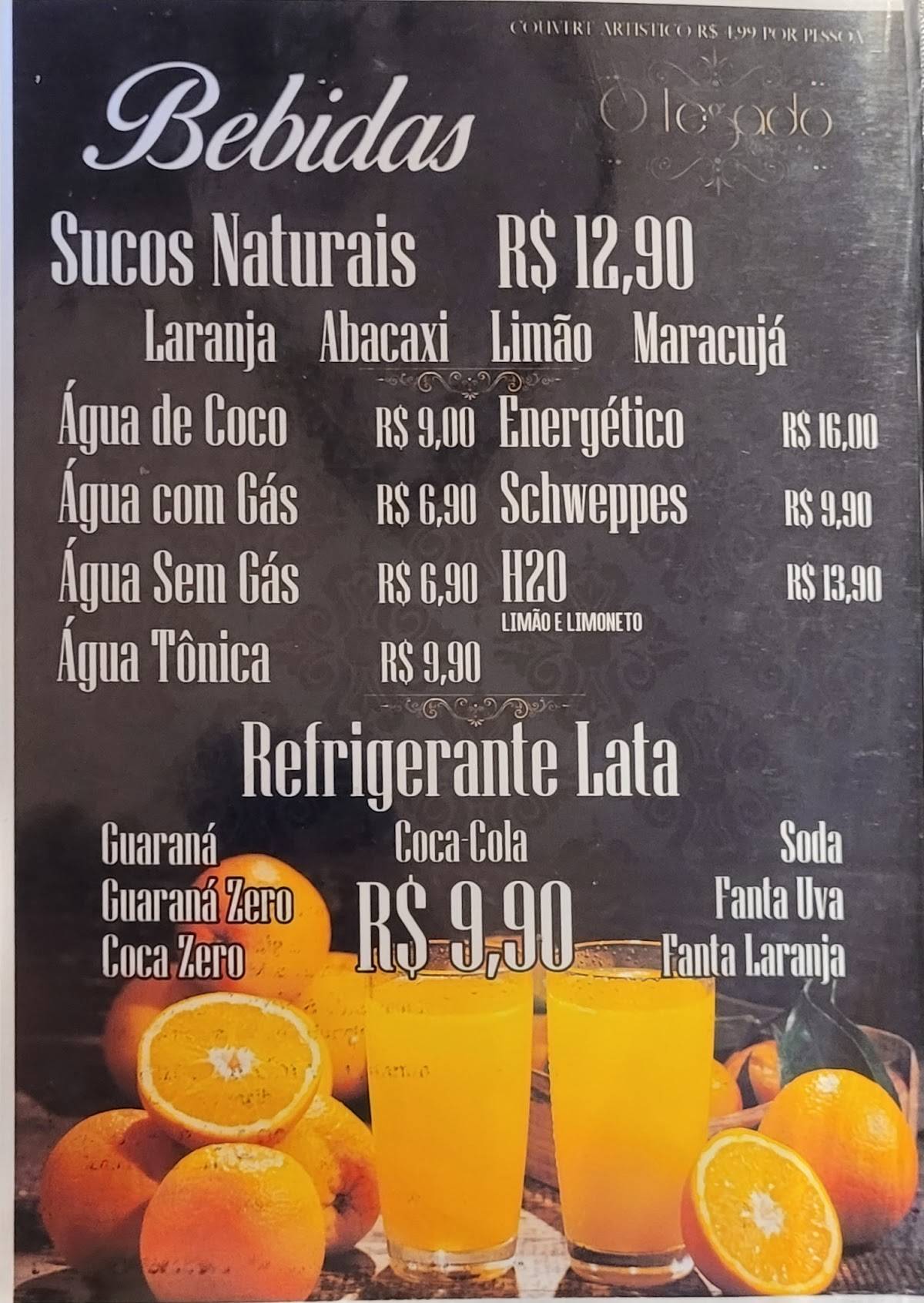 O Legado Restaurante cardápio