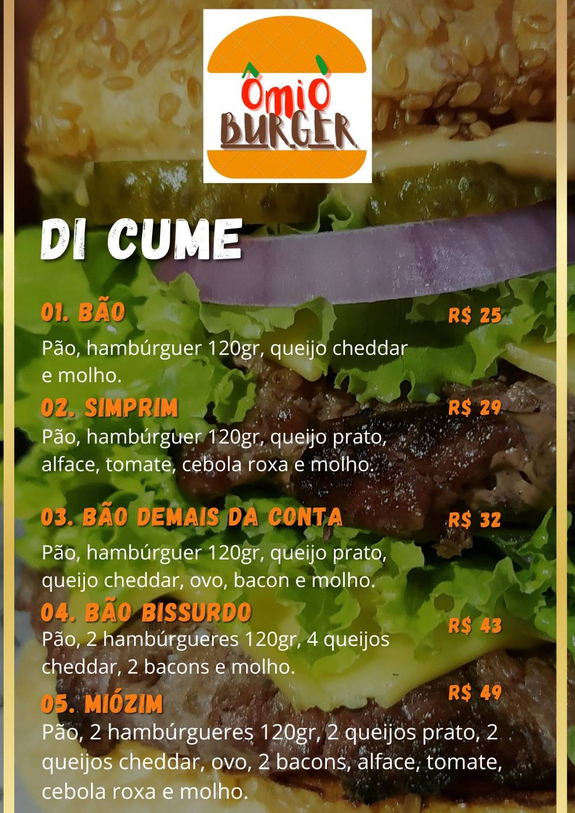Ô Mió Burger cardápio