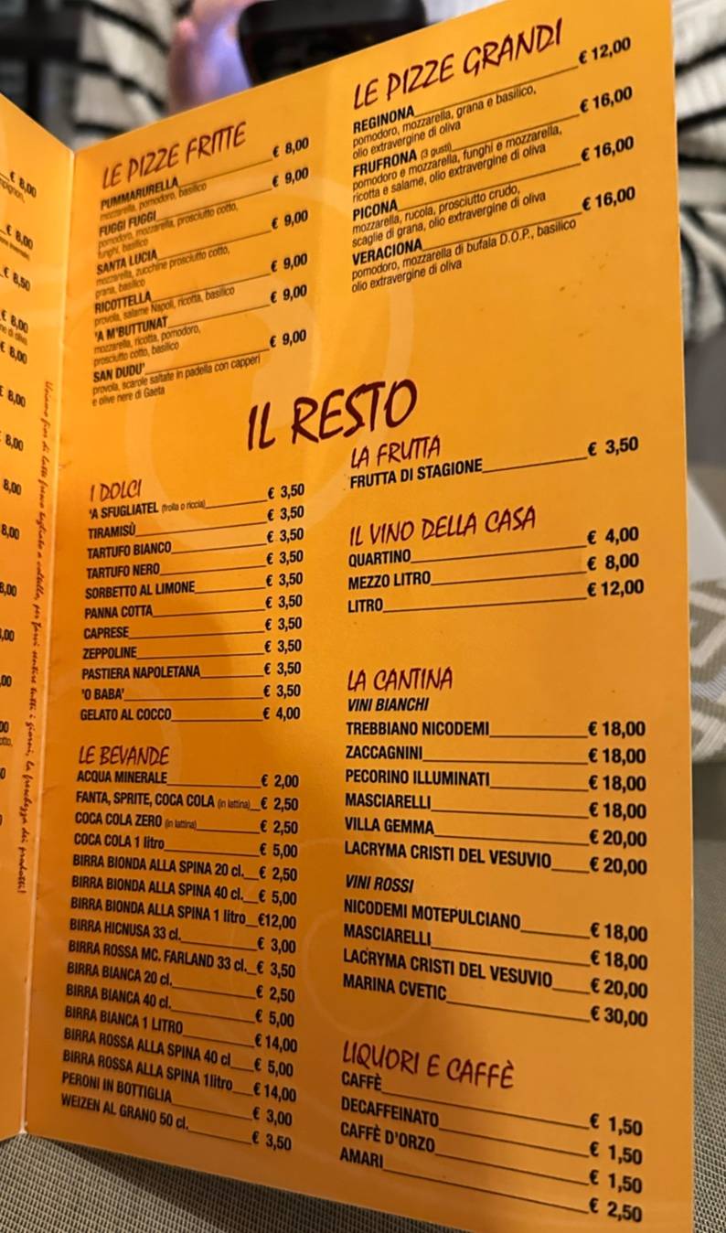 Menu di Pizzeria Ristorante 'O Sarracino 