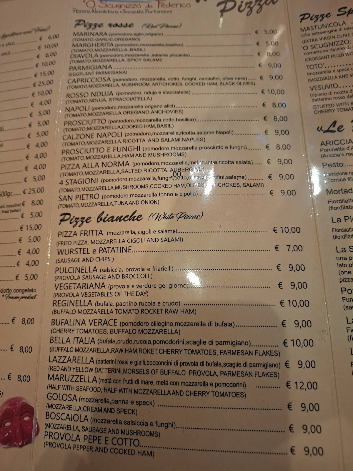 Menu di 'O Scugnizzo da Federico 