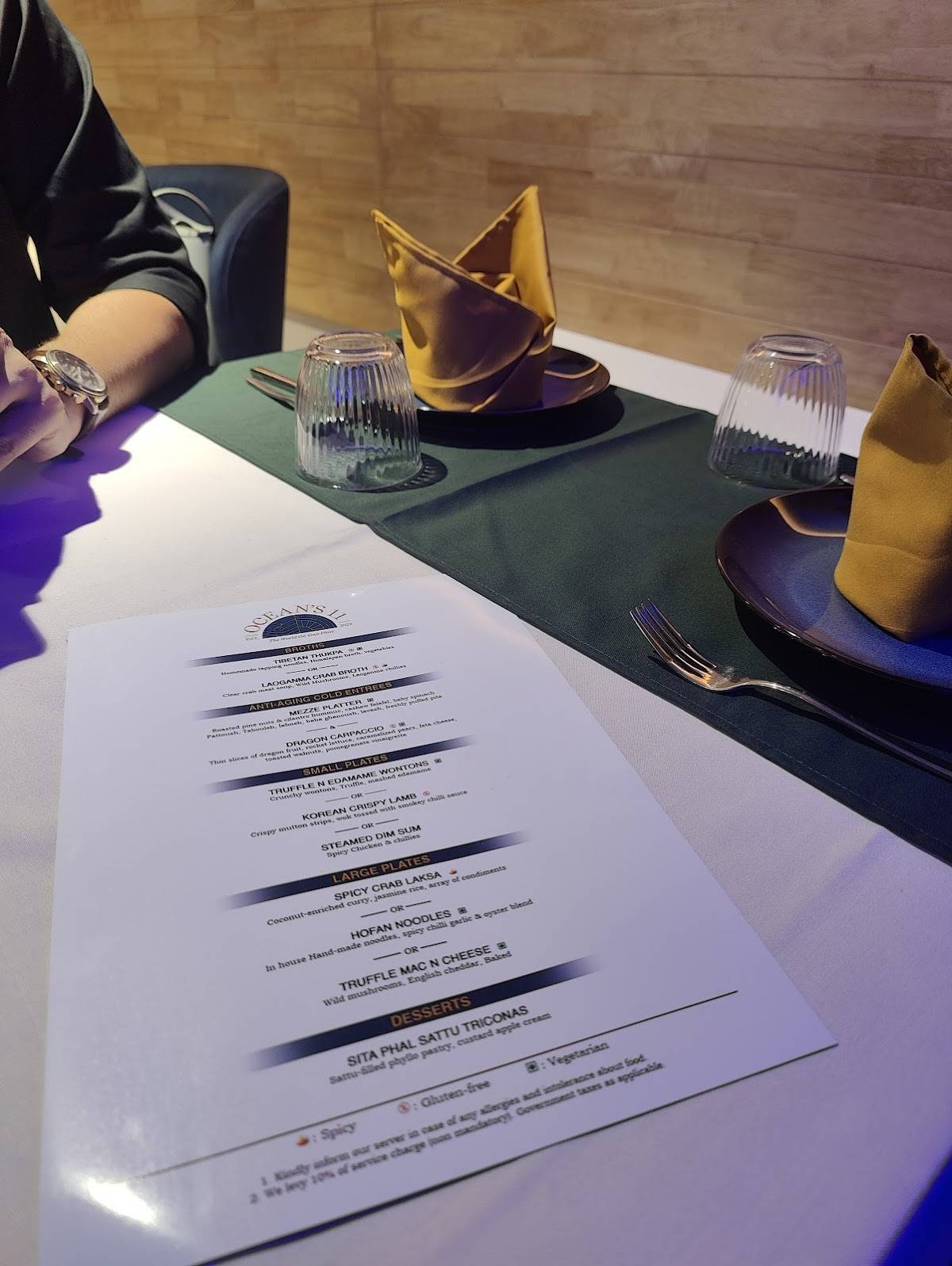 OCEAN'S 11 menu