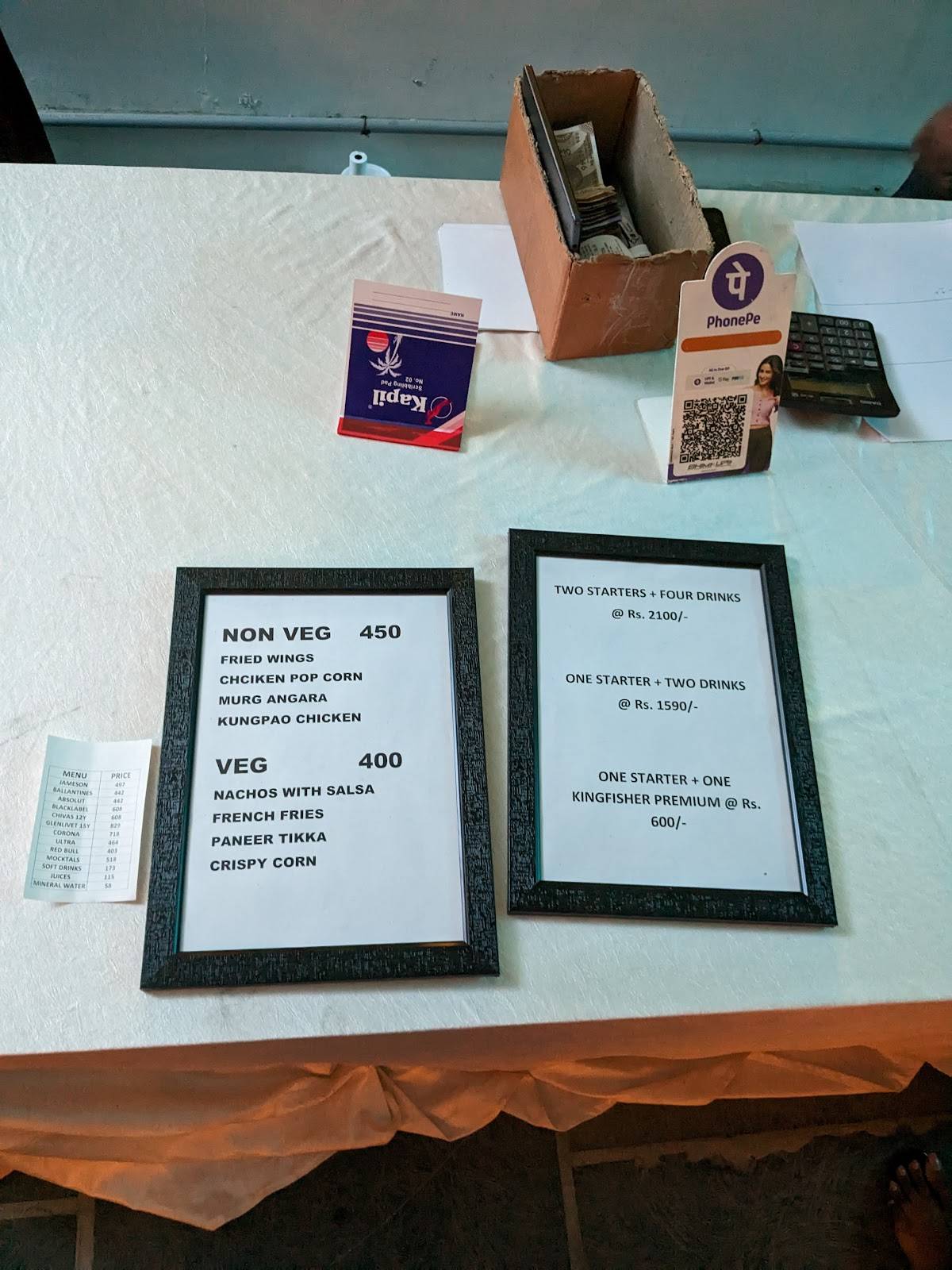 Onegolf Brewery menu