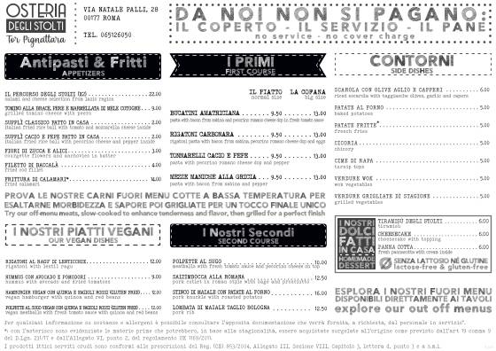 Menu di OSTERIA DEGLI STOLTI 