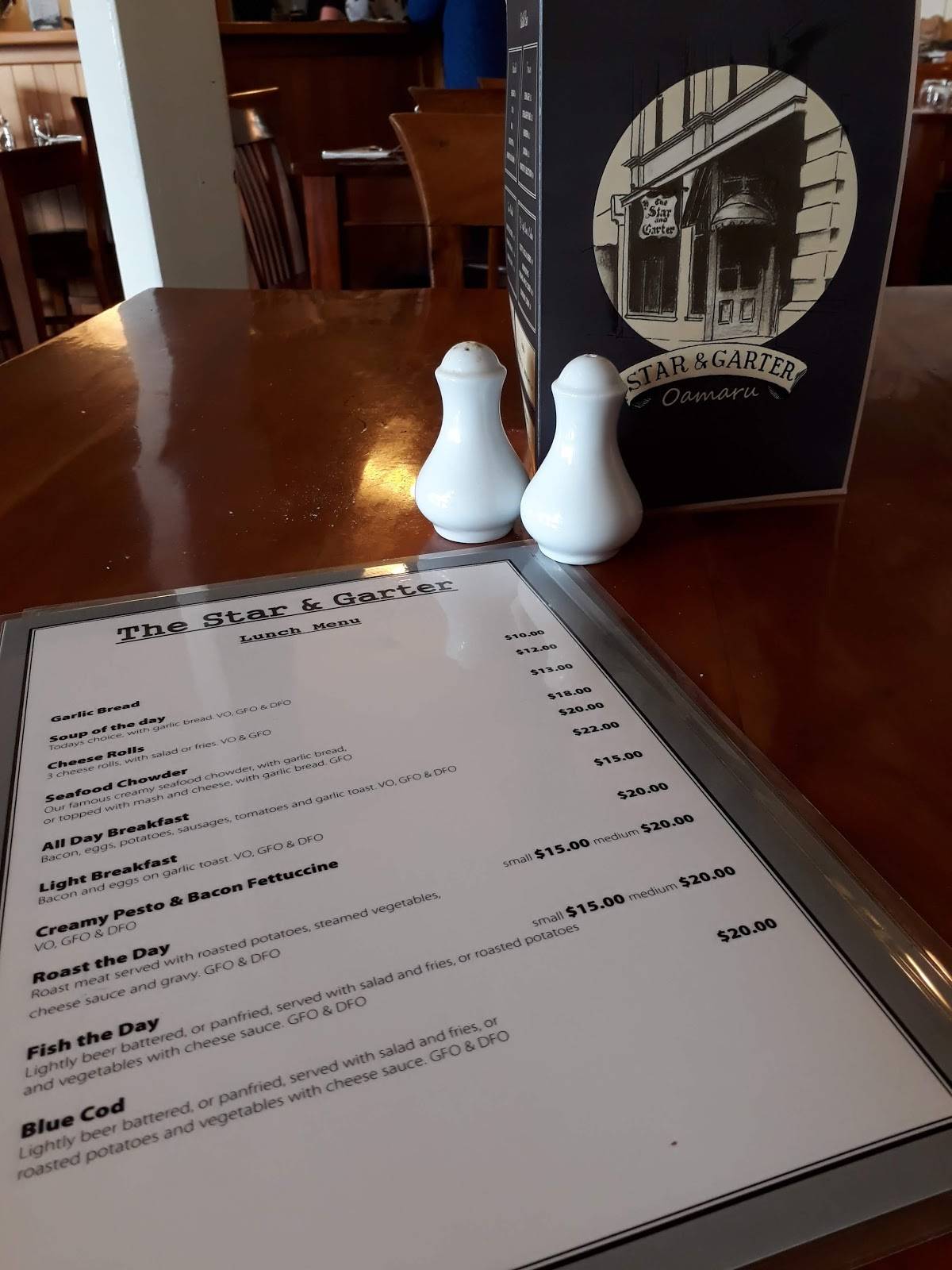 Menu At Star And Garter Restaurant Oamaru