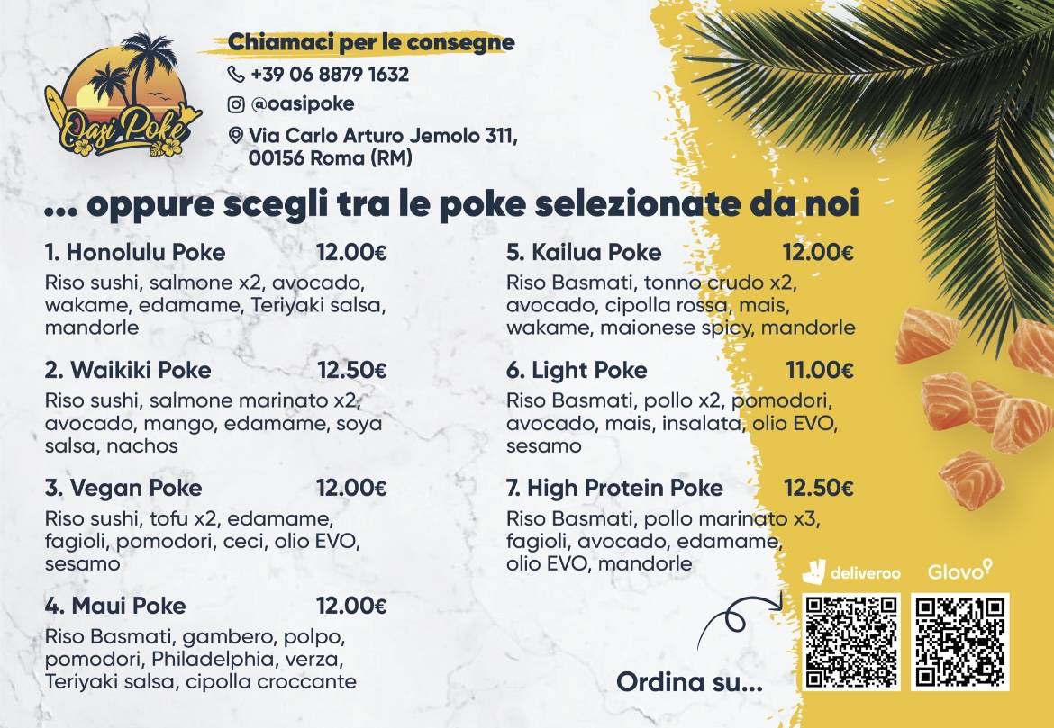Menu di Oasi Poke 