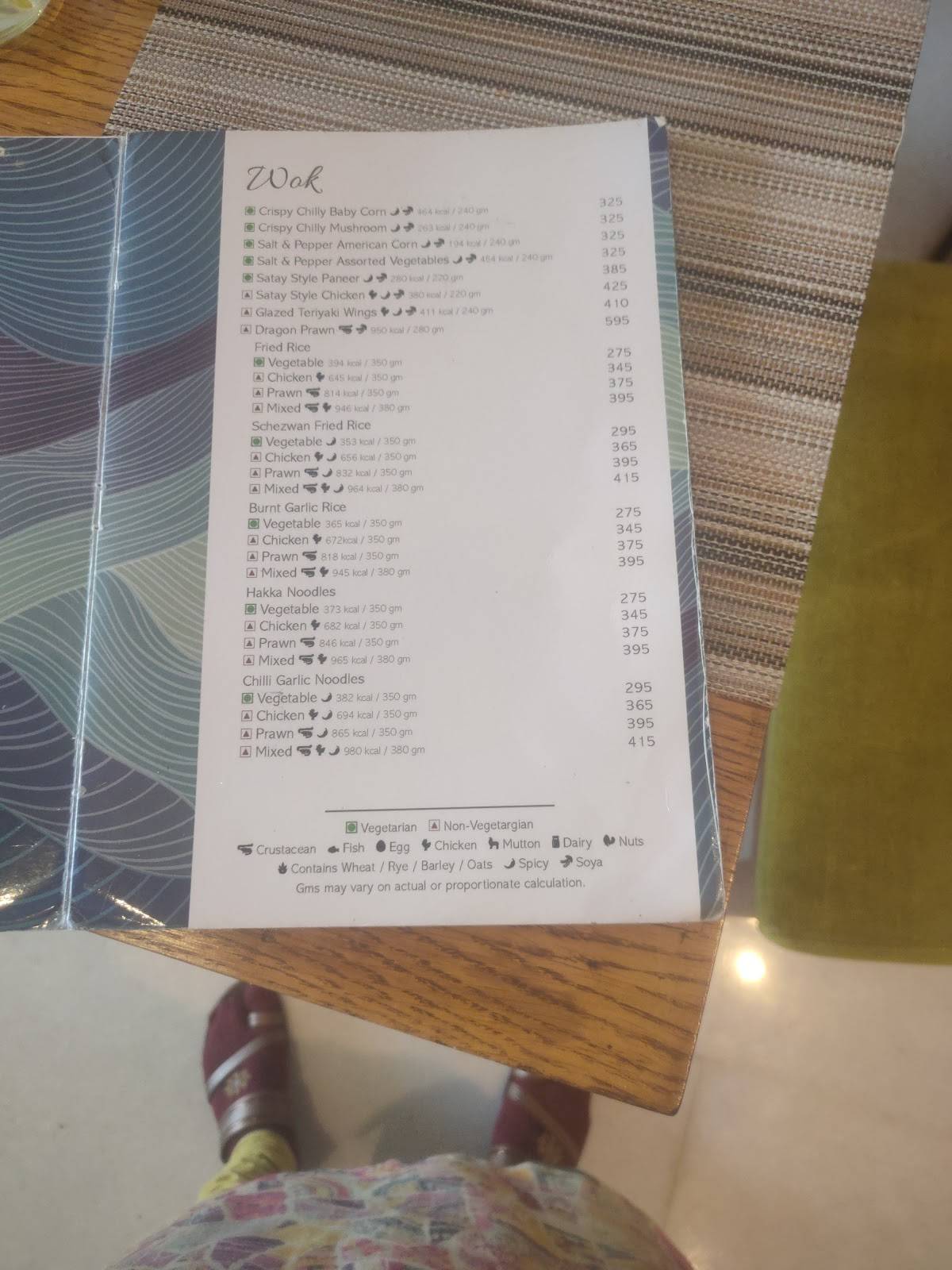 Oceanic menu