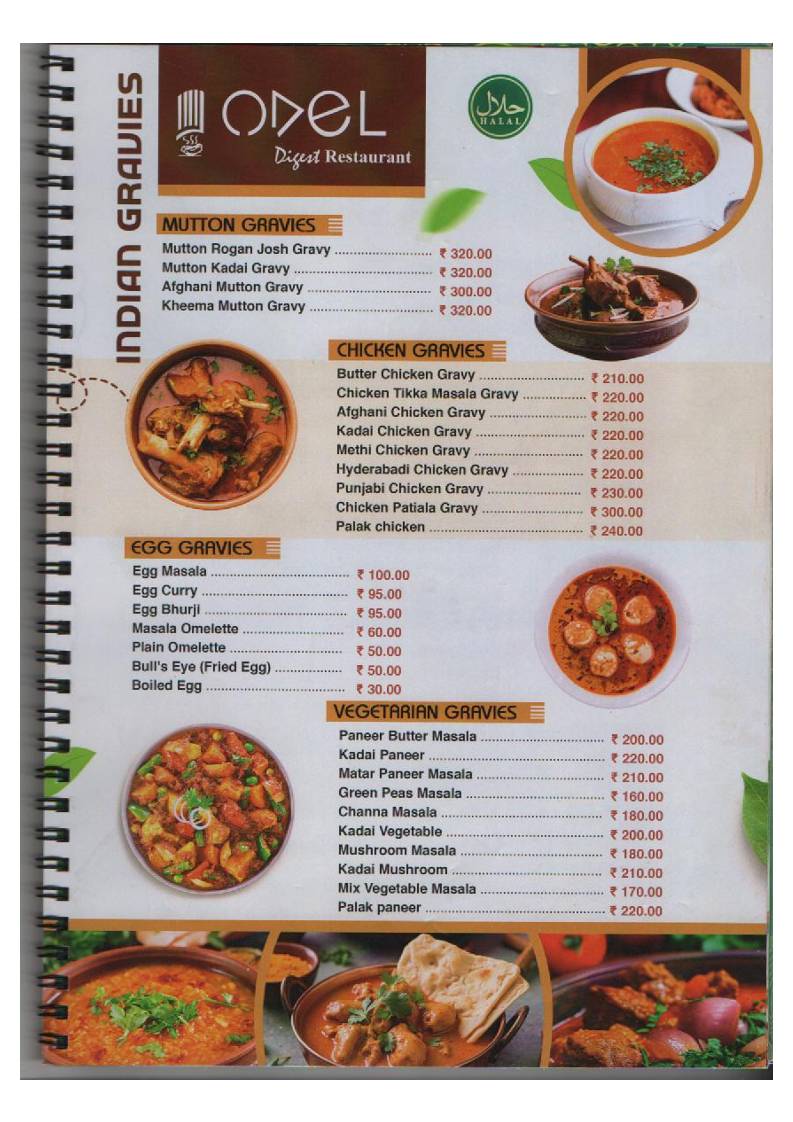 Odel digest Restaurant Nagercoil menu