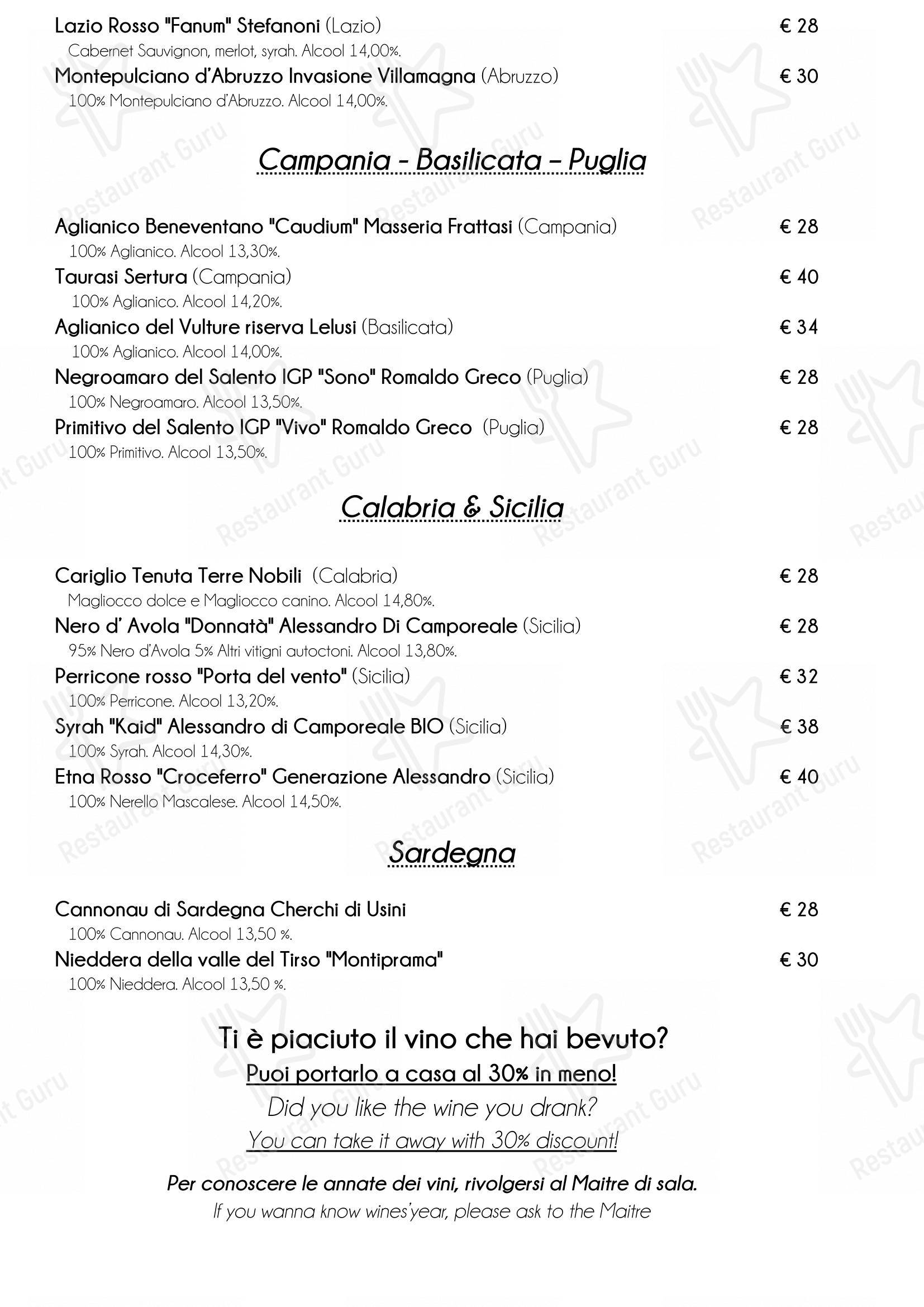 Menu di Ristorante Officina 12 - 菜单