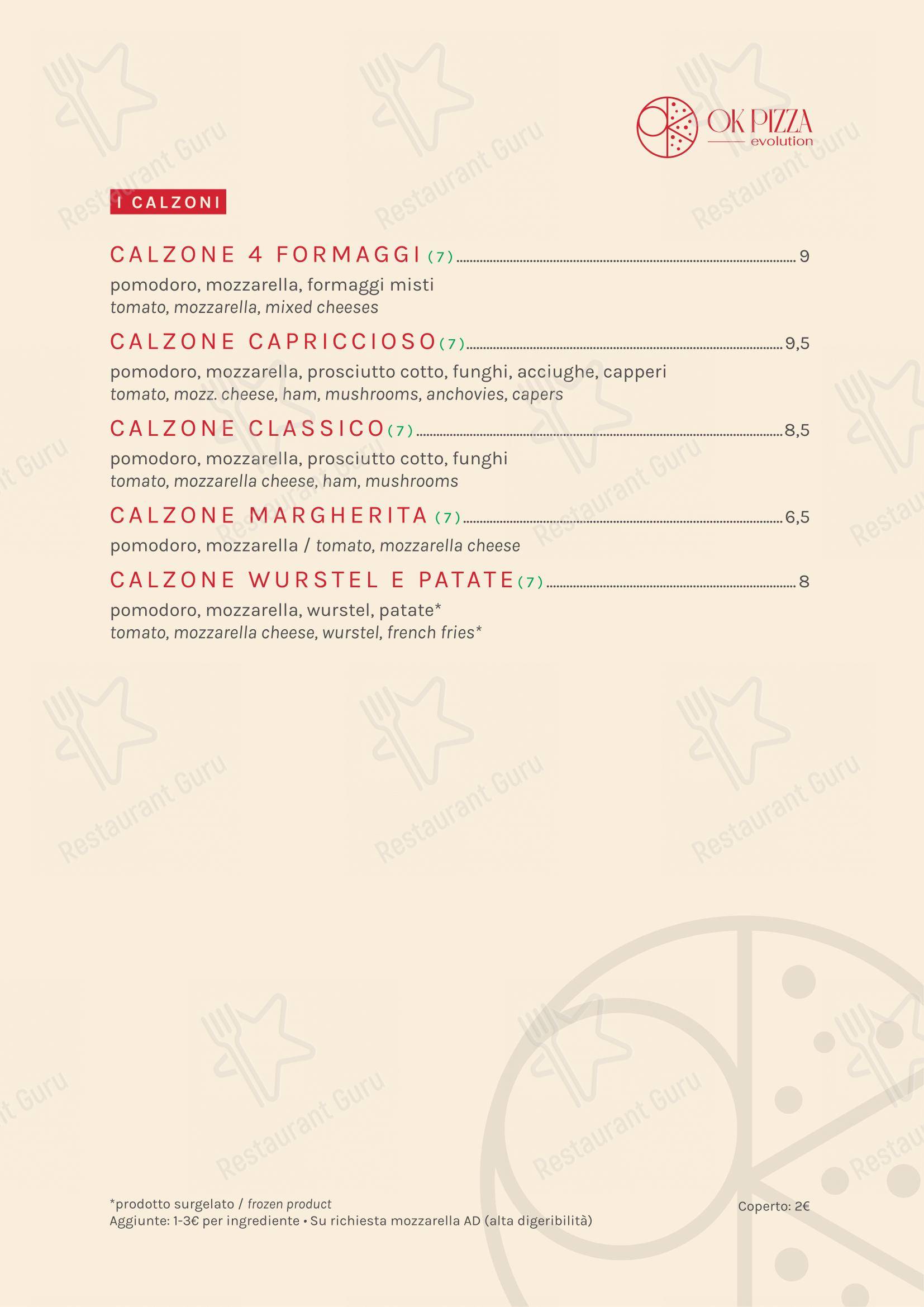 Menu per Ok Pizza Evolution - Ristorante Pizzeria ristorante