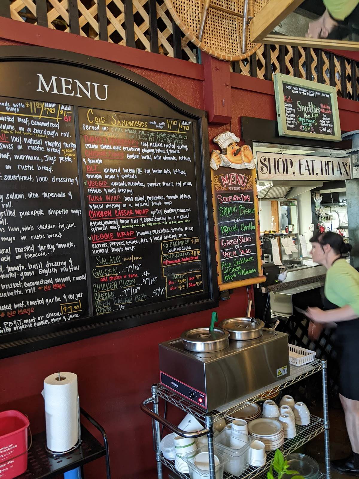 Menu at Once Upon a Thyme cafe, Chehalis