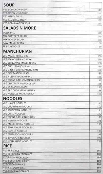 Corporate Meals menu