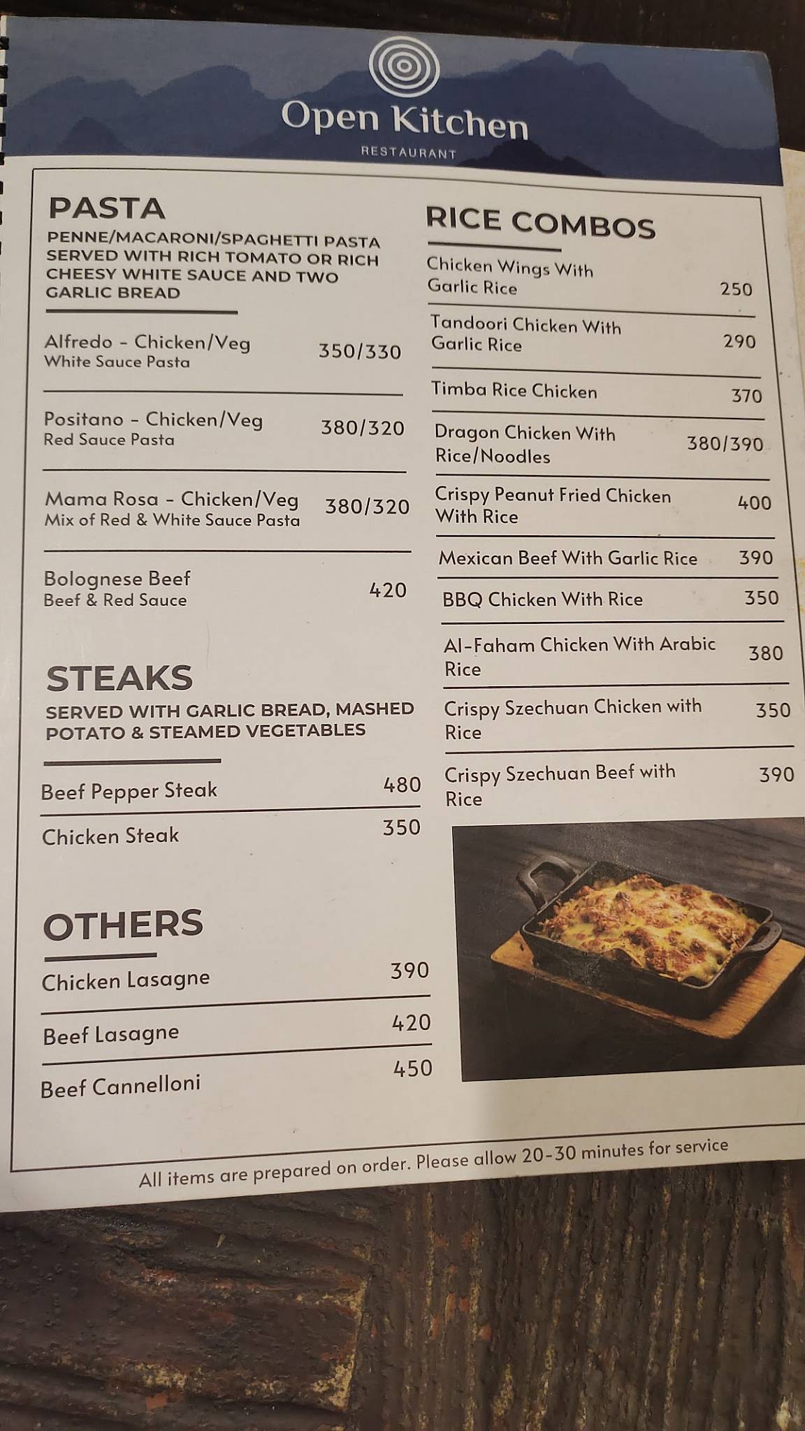 Open Kitchen Barbeque menu