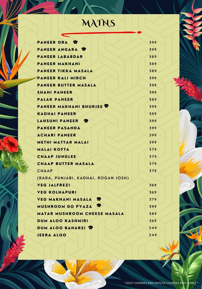 Ora Lounge menu