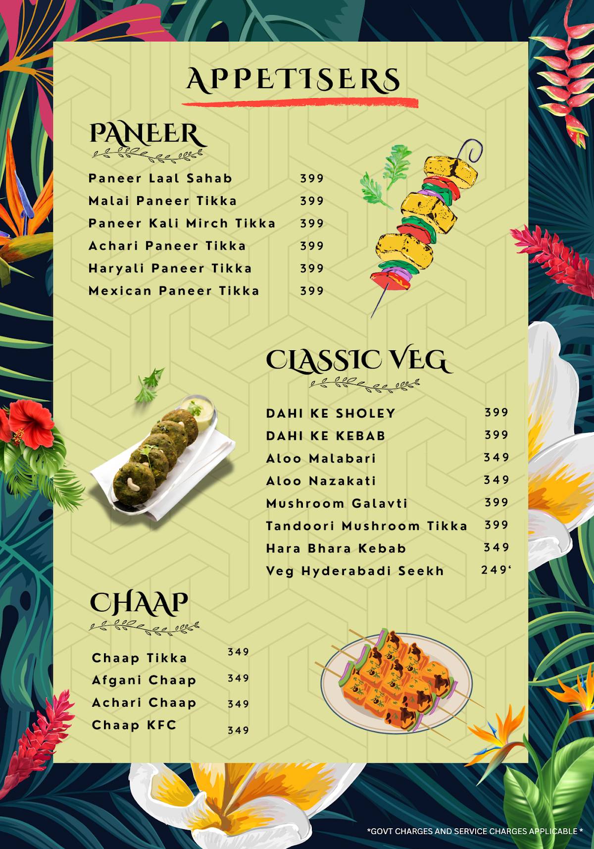Ora Lounge menu