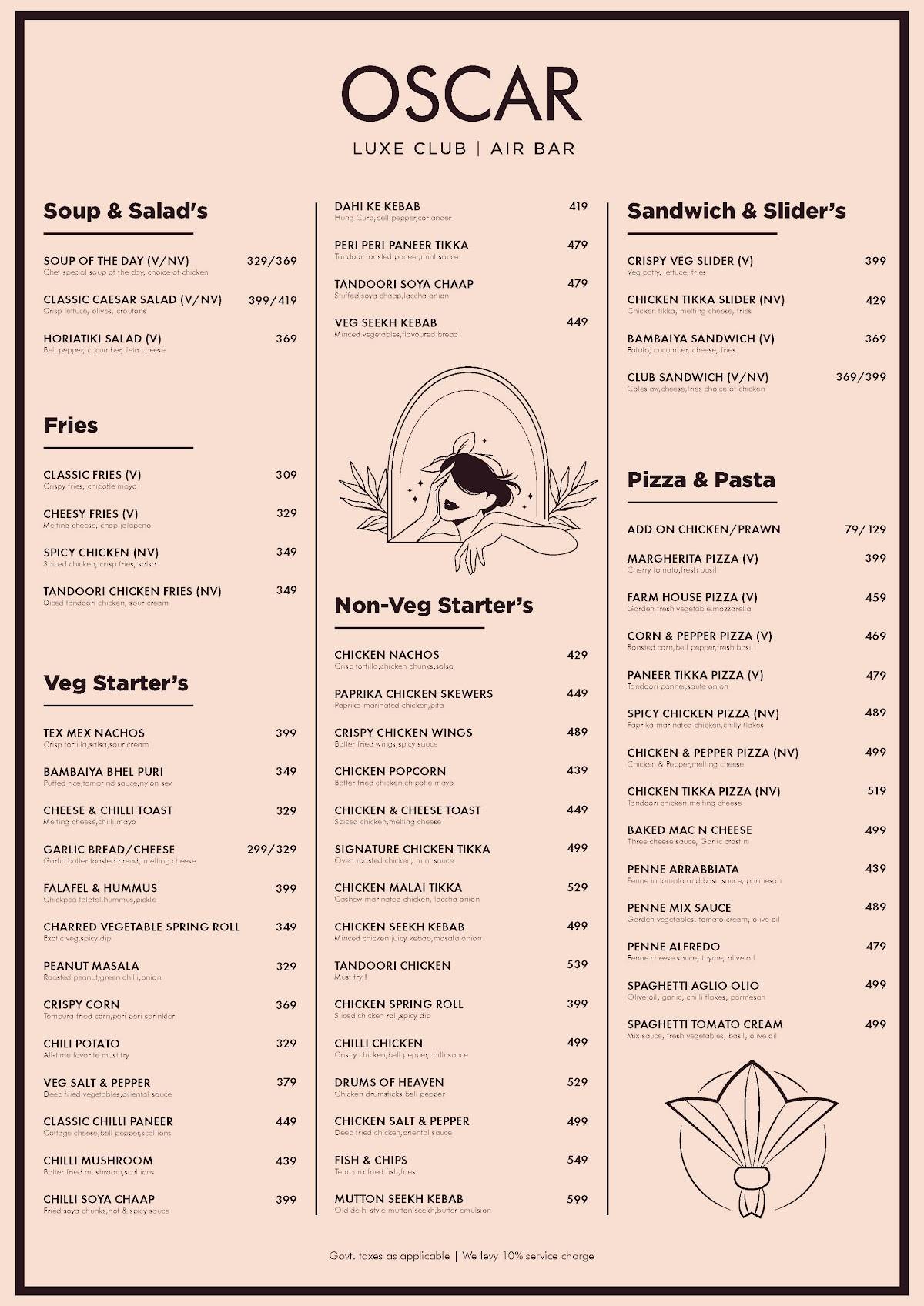 Oscar Luxe Club Air Bar - Noida Sector 38 menu
