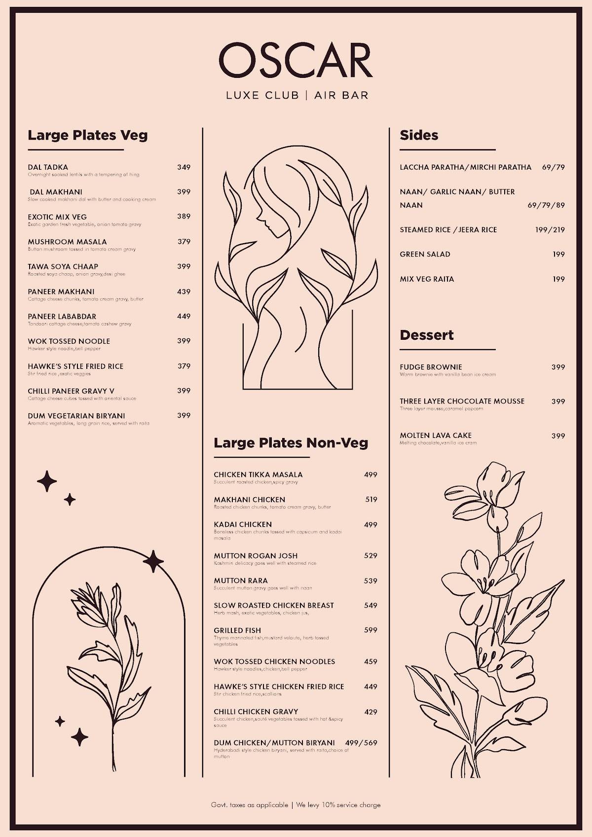 Oscar Luxe Club Air Bar - Noida Sector 38 menu