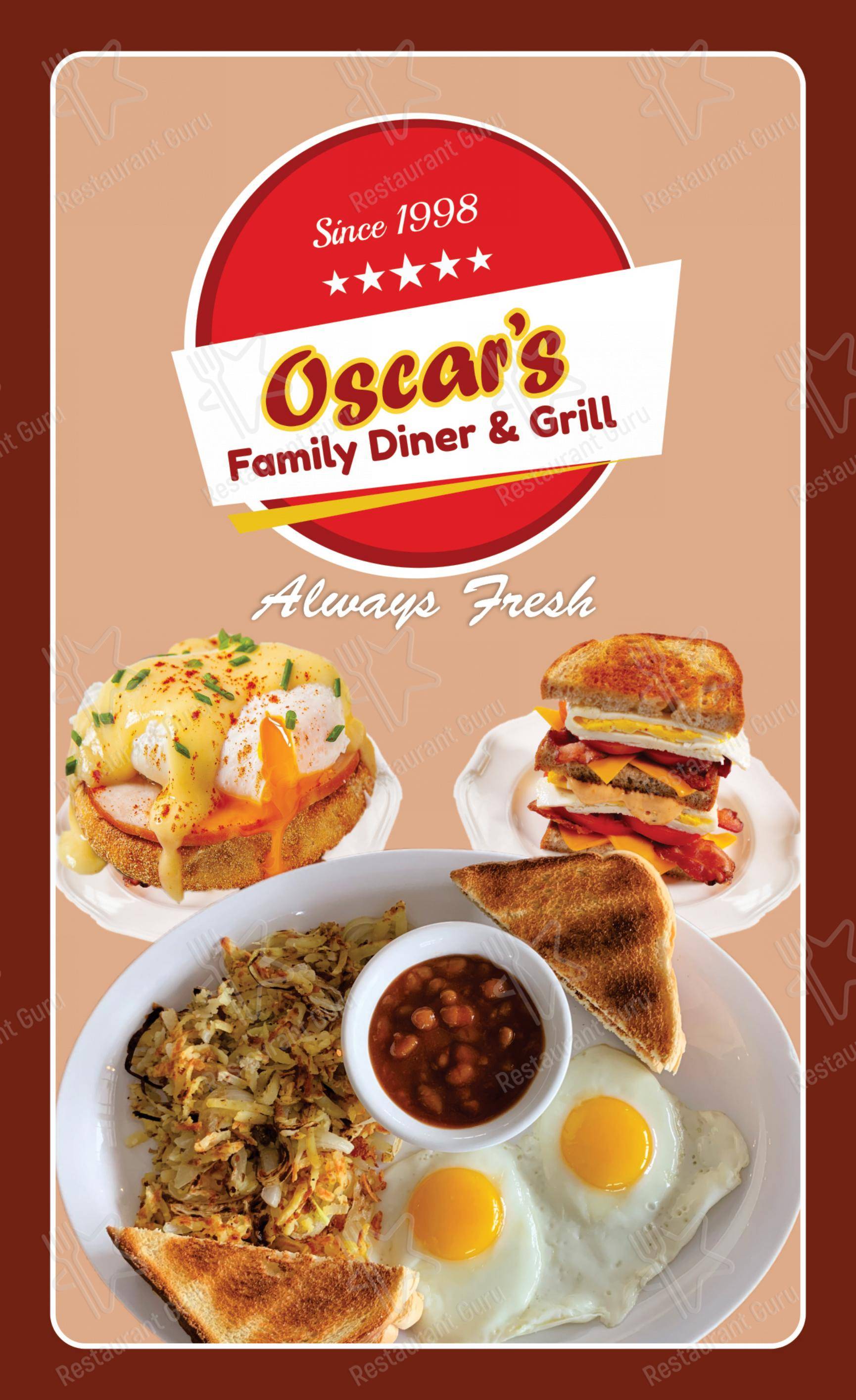 Menu pour Oscar's Family Diner & Grill - Menu