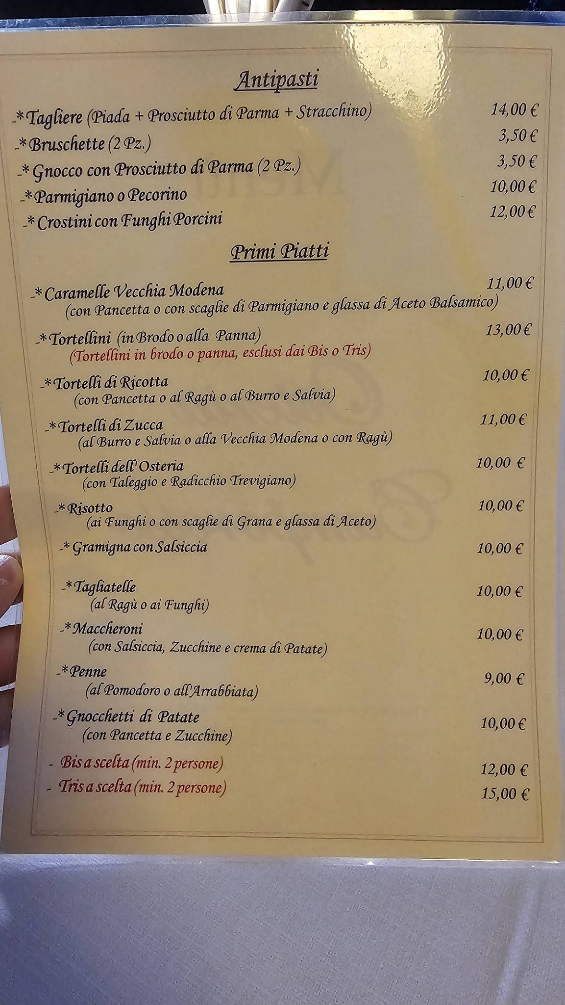 Menu di Osteria Camporosso sas 