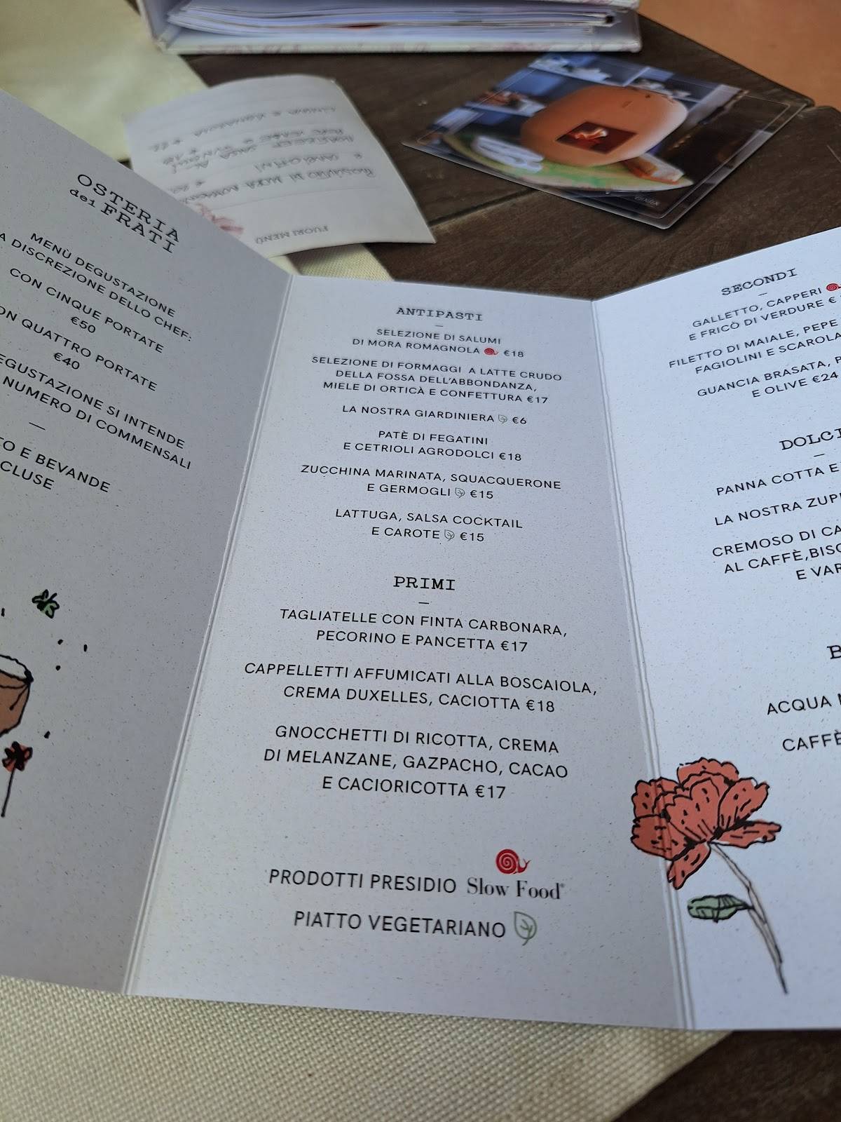 Menu di Osteria Dei Frati 