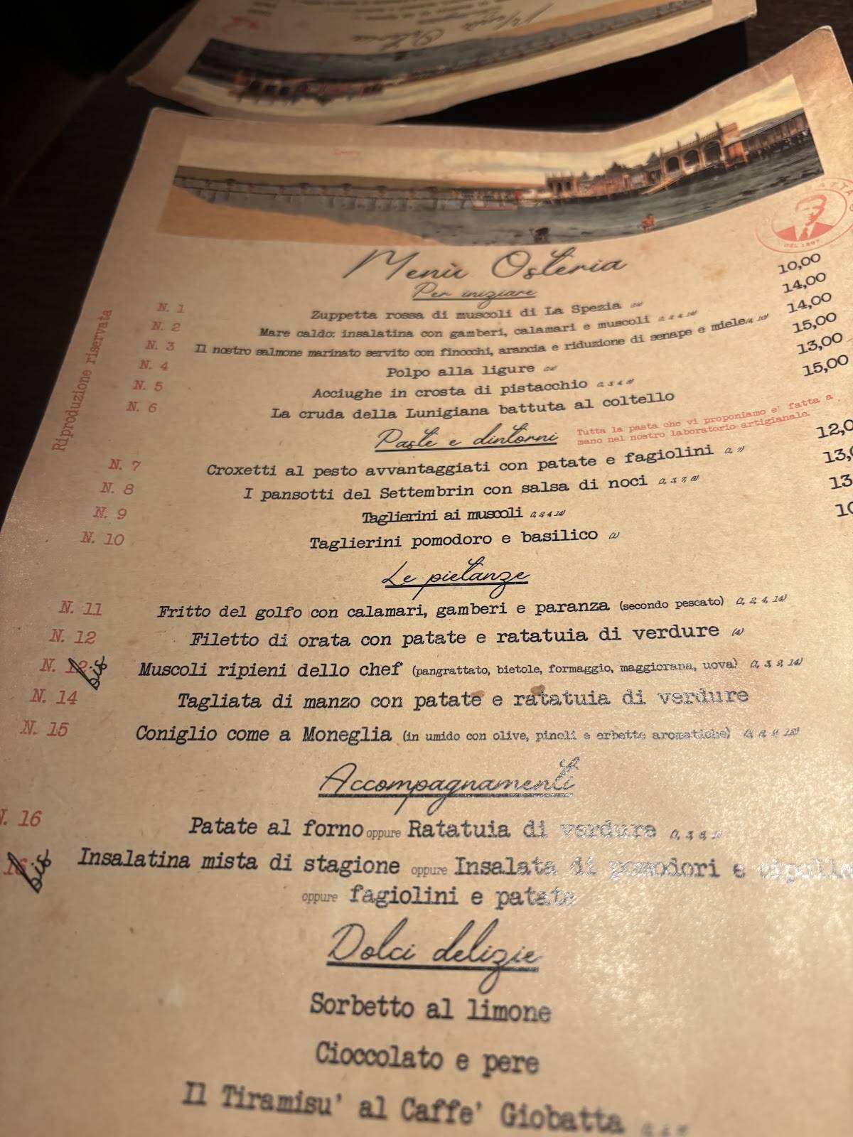 Menu di Osteria Giobatta 