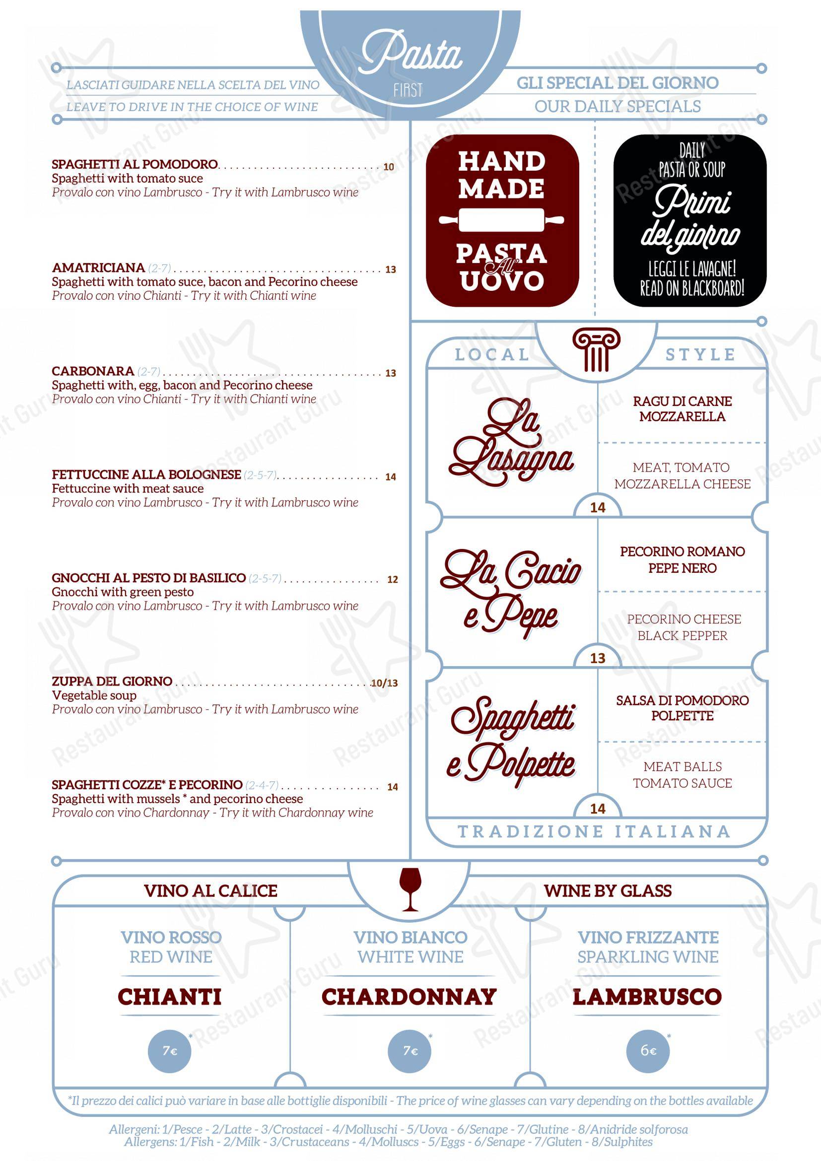 Основное меню per Osteria Pizzeria Come Va? ristorante