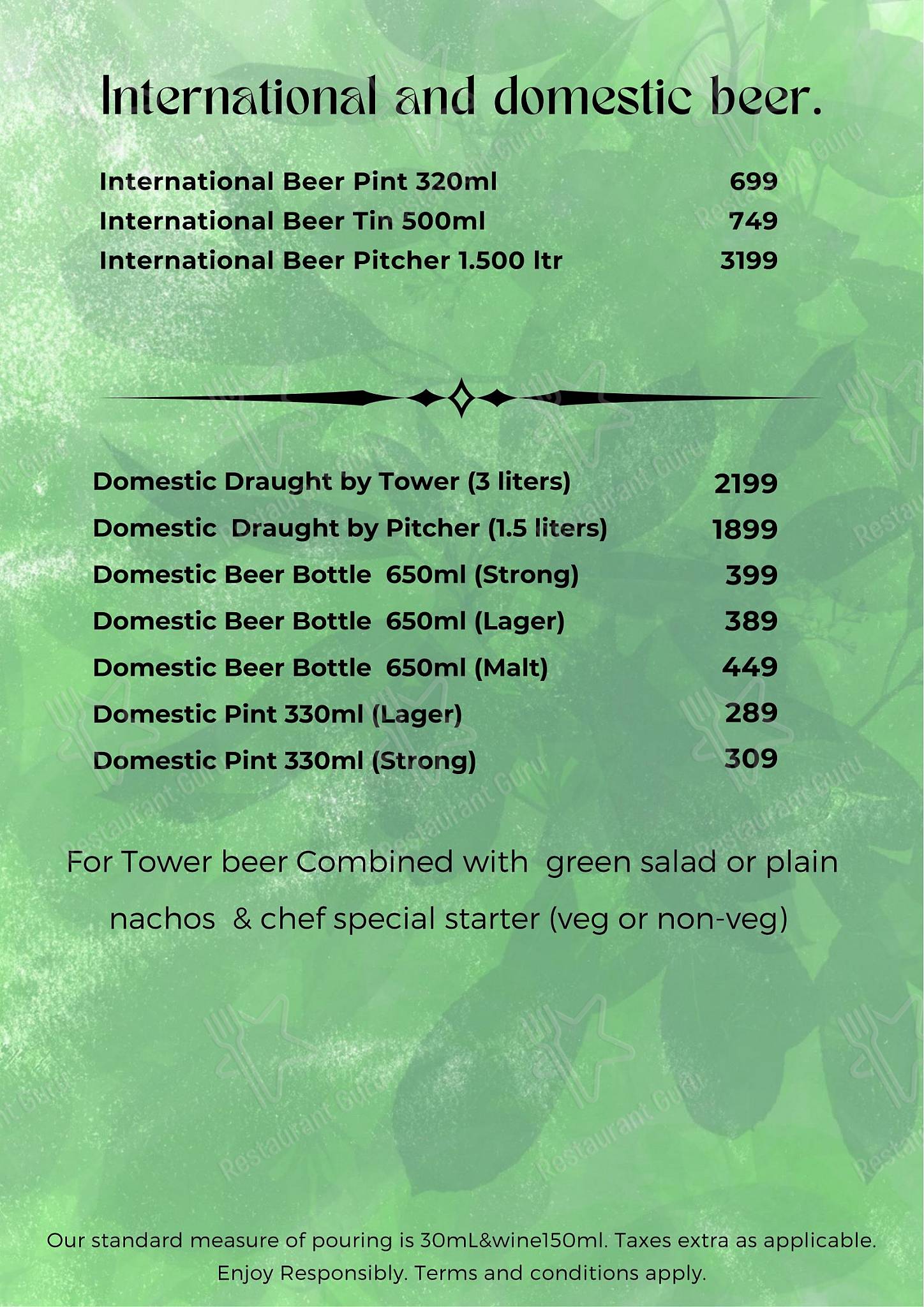 Osteria Resto Bar menu