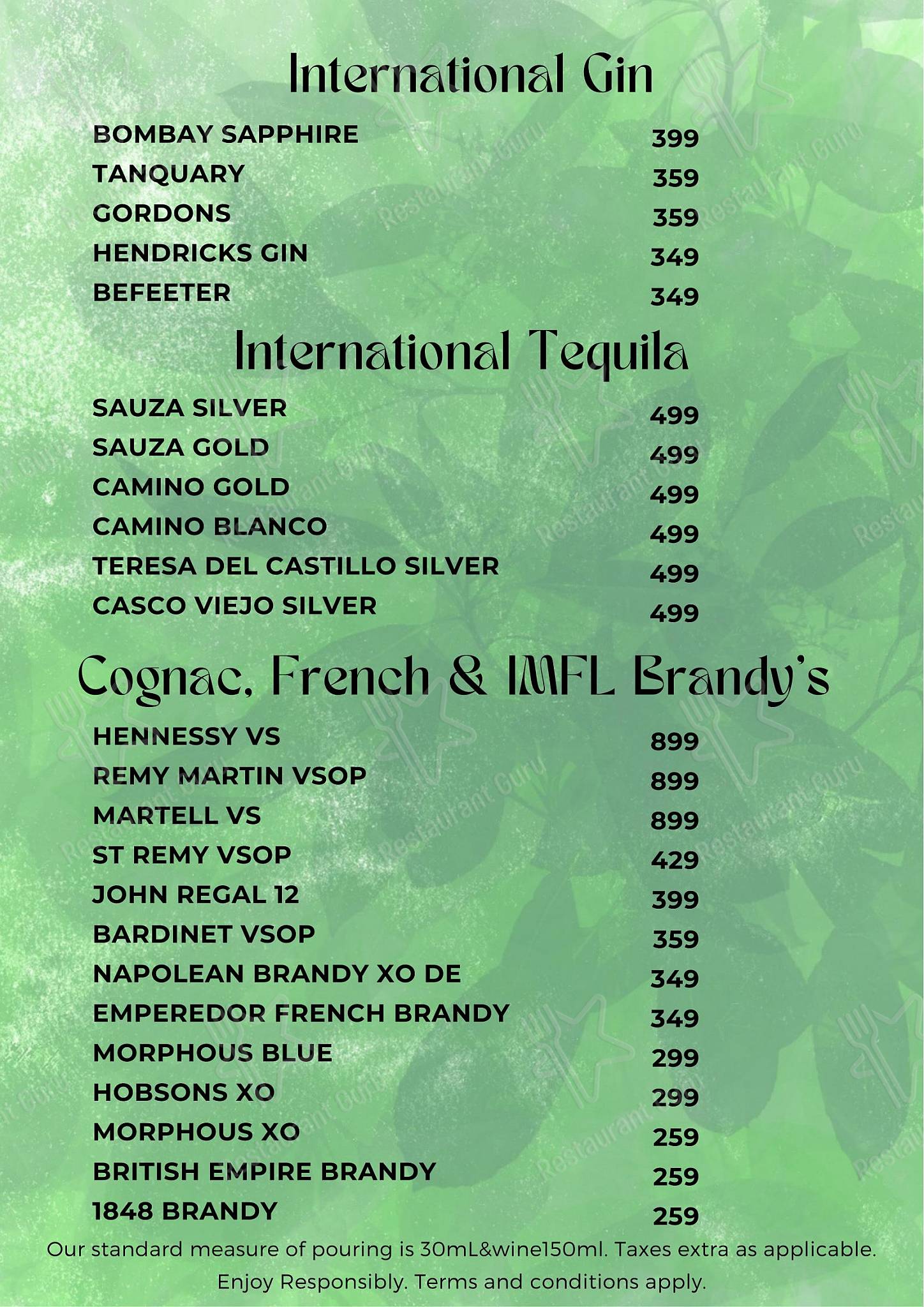 Osteria Resto Bar menu