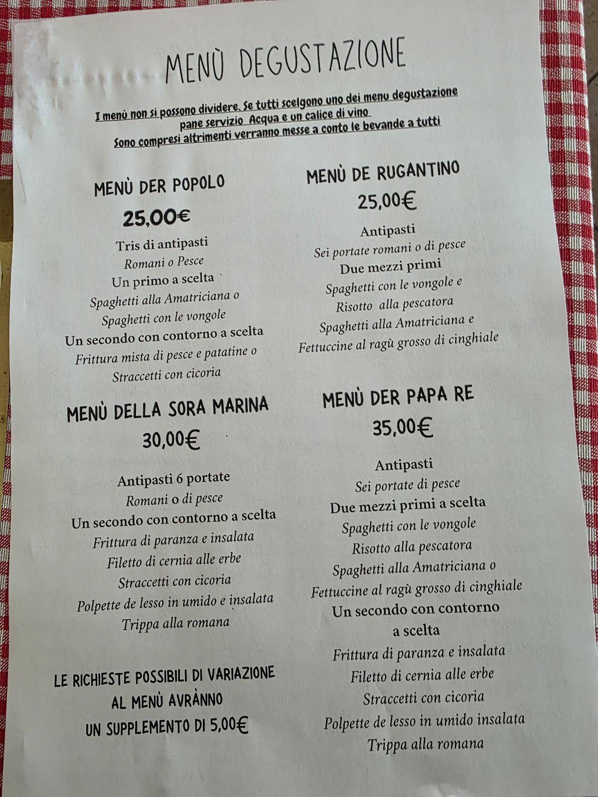 Menu di Osteria Villa Rugantino 