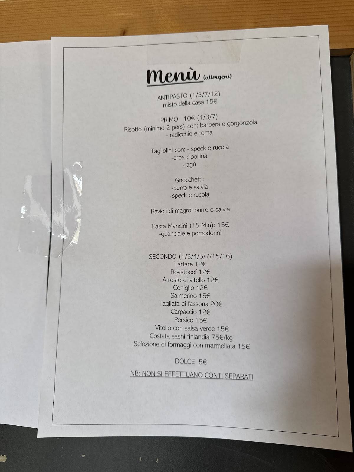 Menu di Osteria dell'Orso Ghiotto 