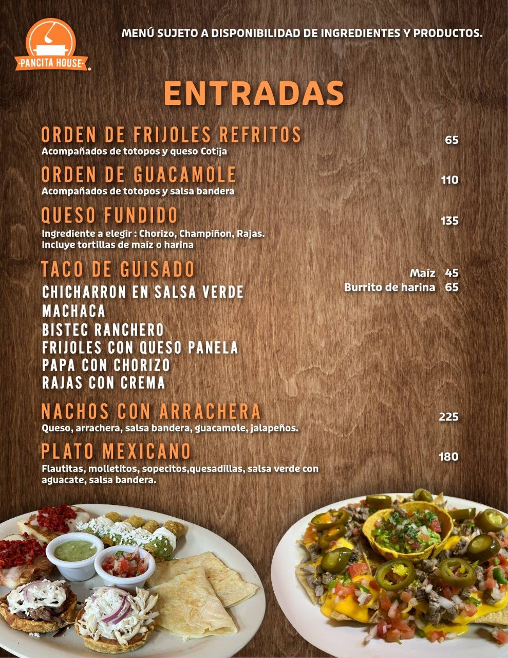 Menu at PANCITA HOUSE restaurant, Mexicali