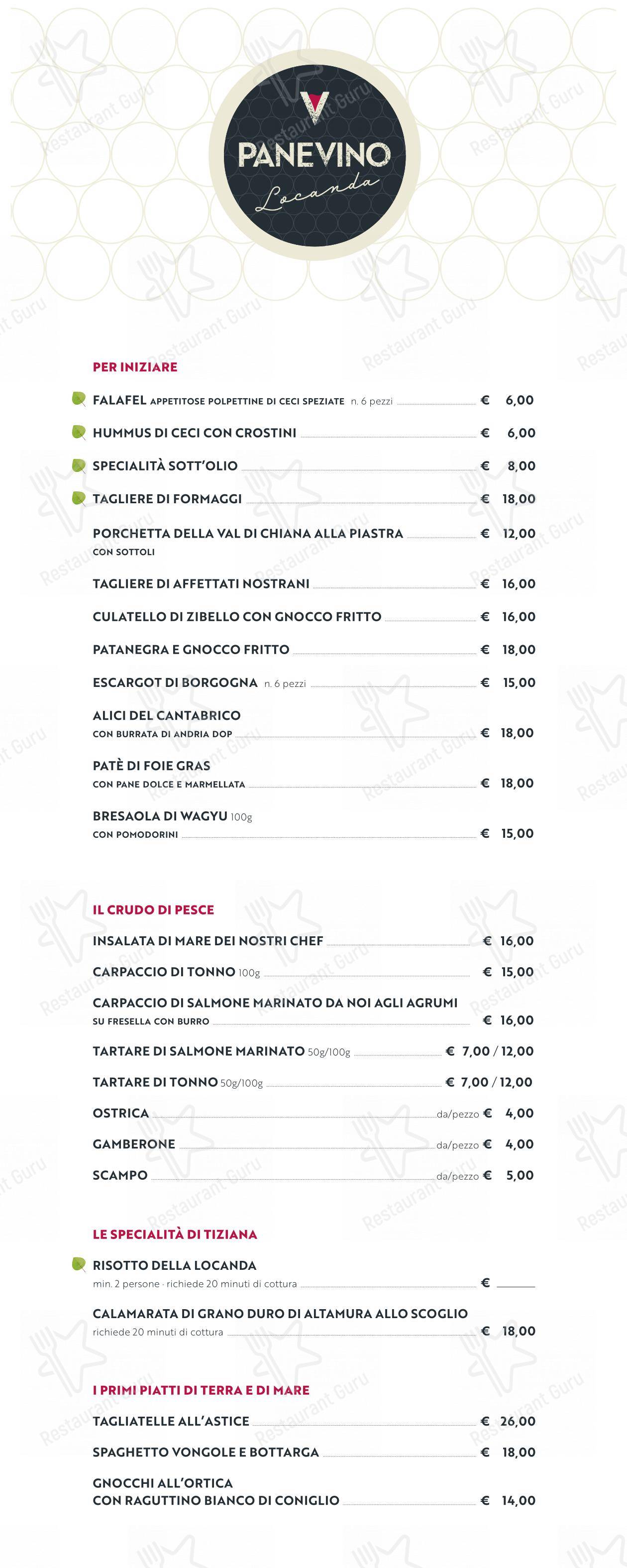 PANEVINO Locanda in Morazzone - Menu
