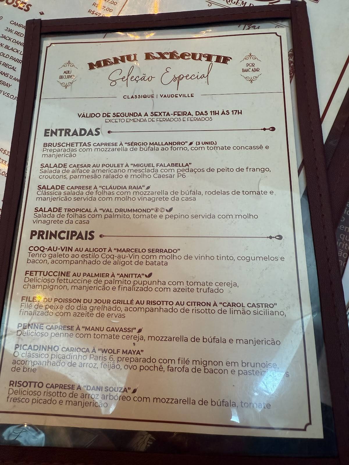 Bistrô Paris 6 | Vaudeville cardápio