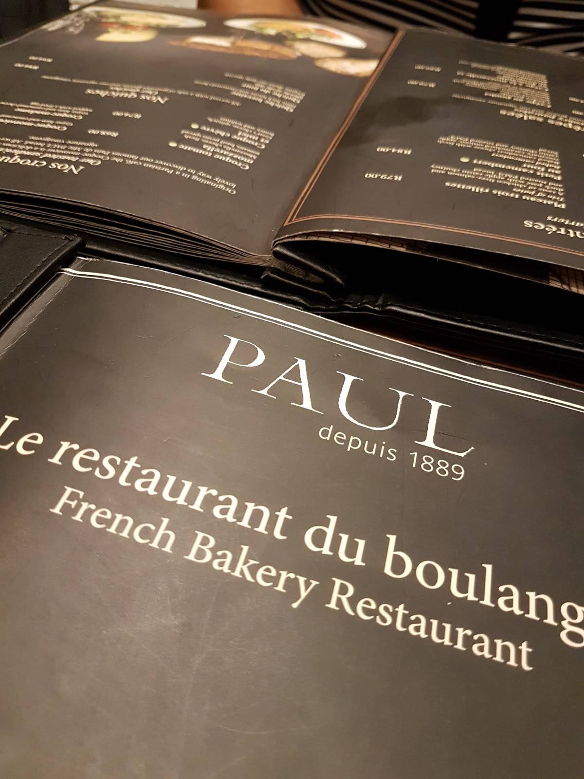 Menu at PAUL restaurant, Johannesburg, Melrose Arch Corner High Street