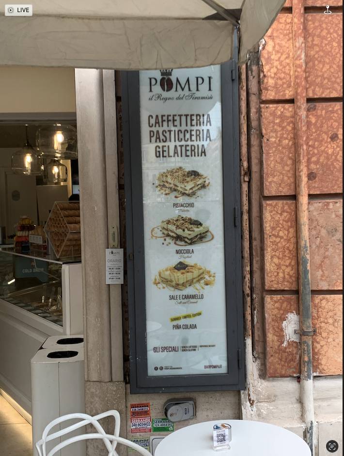 Menu di Pompi il regno del Tiramisu 