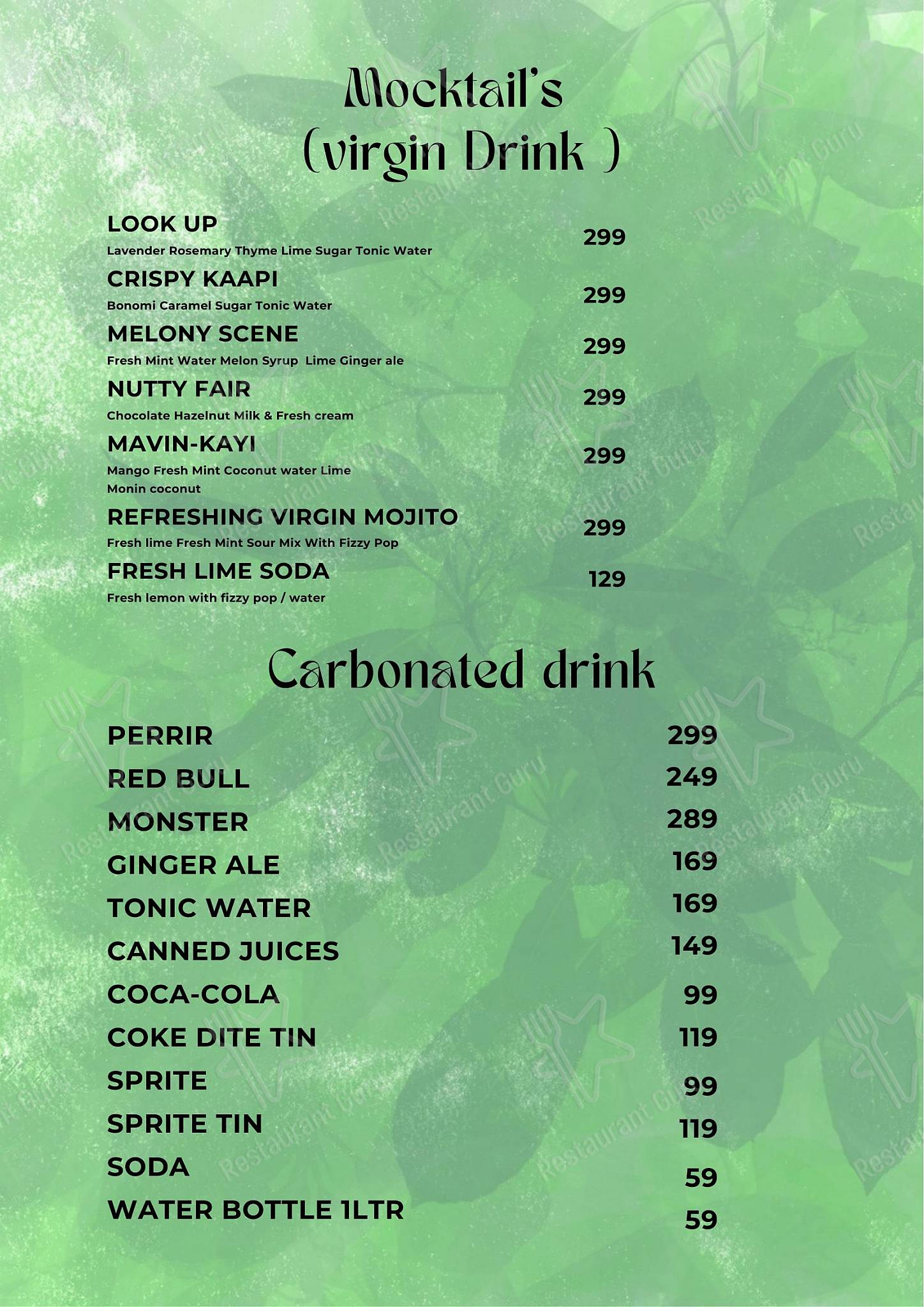 Osteria Resto Bar menu