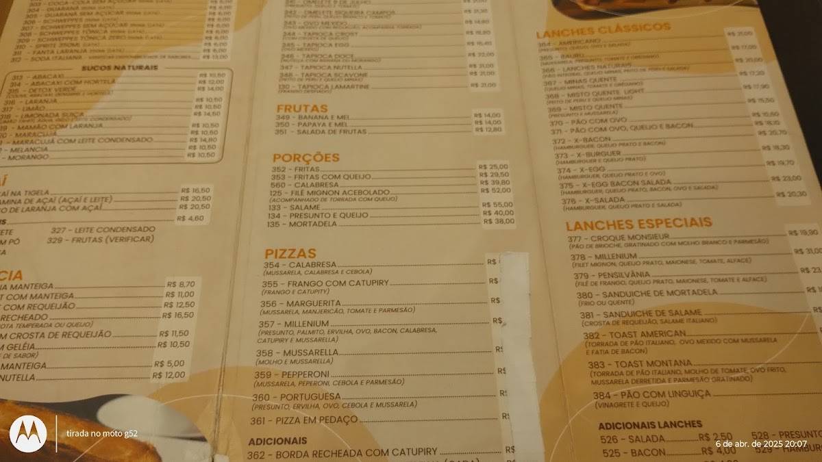 Padaria Millenium Jacareí cardápio