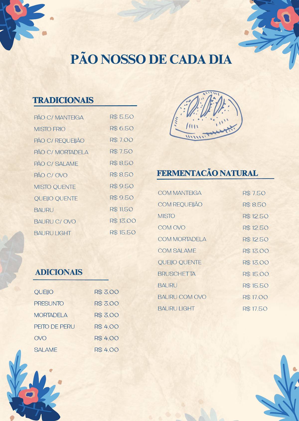 Padaria e Cafeteria Grão Casa de Pães cardápio